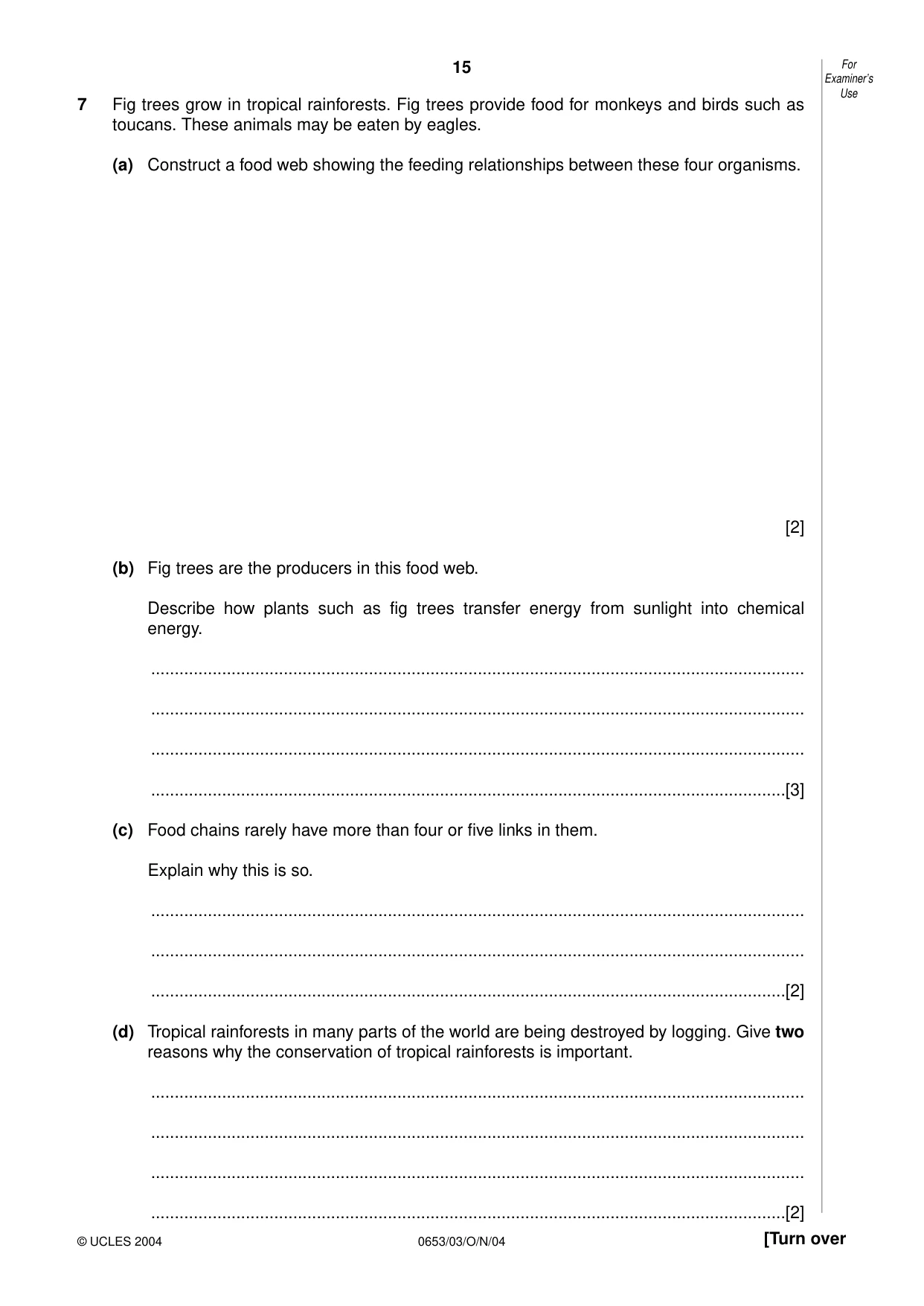 Cambridge IGCSE Science - Combined 0653 2004 Oct/Nov Paper 3 · Variant 1 question paper, page 15 of 20
