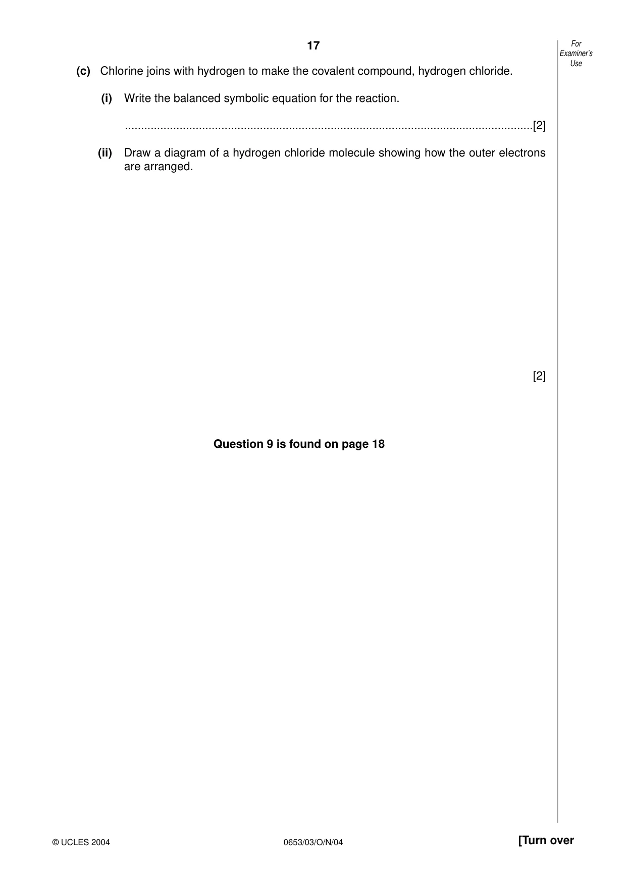 Cambridge IGCSE Science - Combined 0653 2004 Oct/Nov Paper 3 · Variant 1 question paper, page 17 of 20