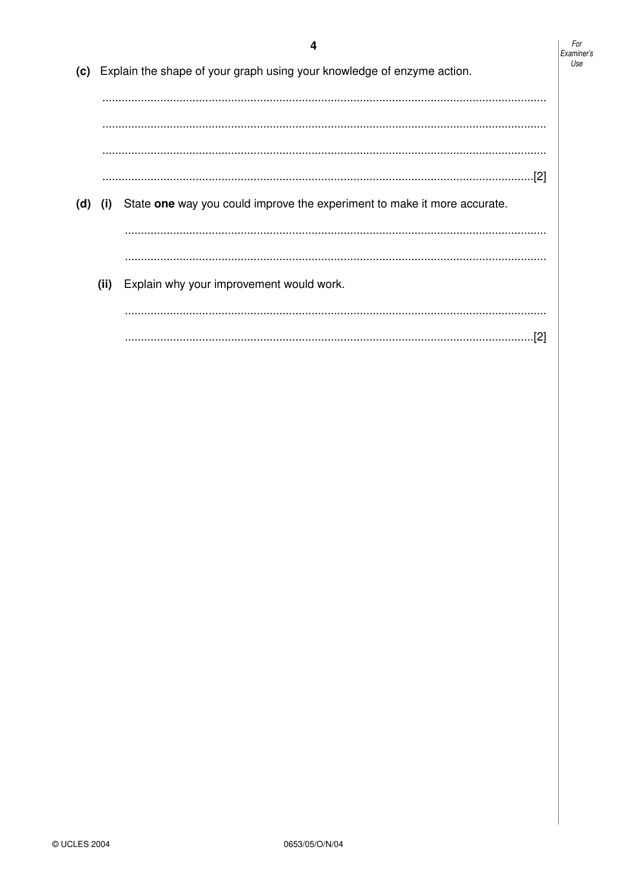 Cambridge IGCSE Science - Combined 0653 2004 Oct/Nov Paper 5 · Variant 1 question paper, page 4 of 12