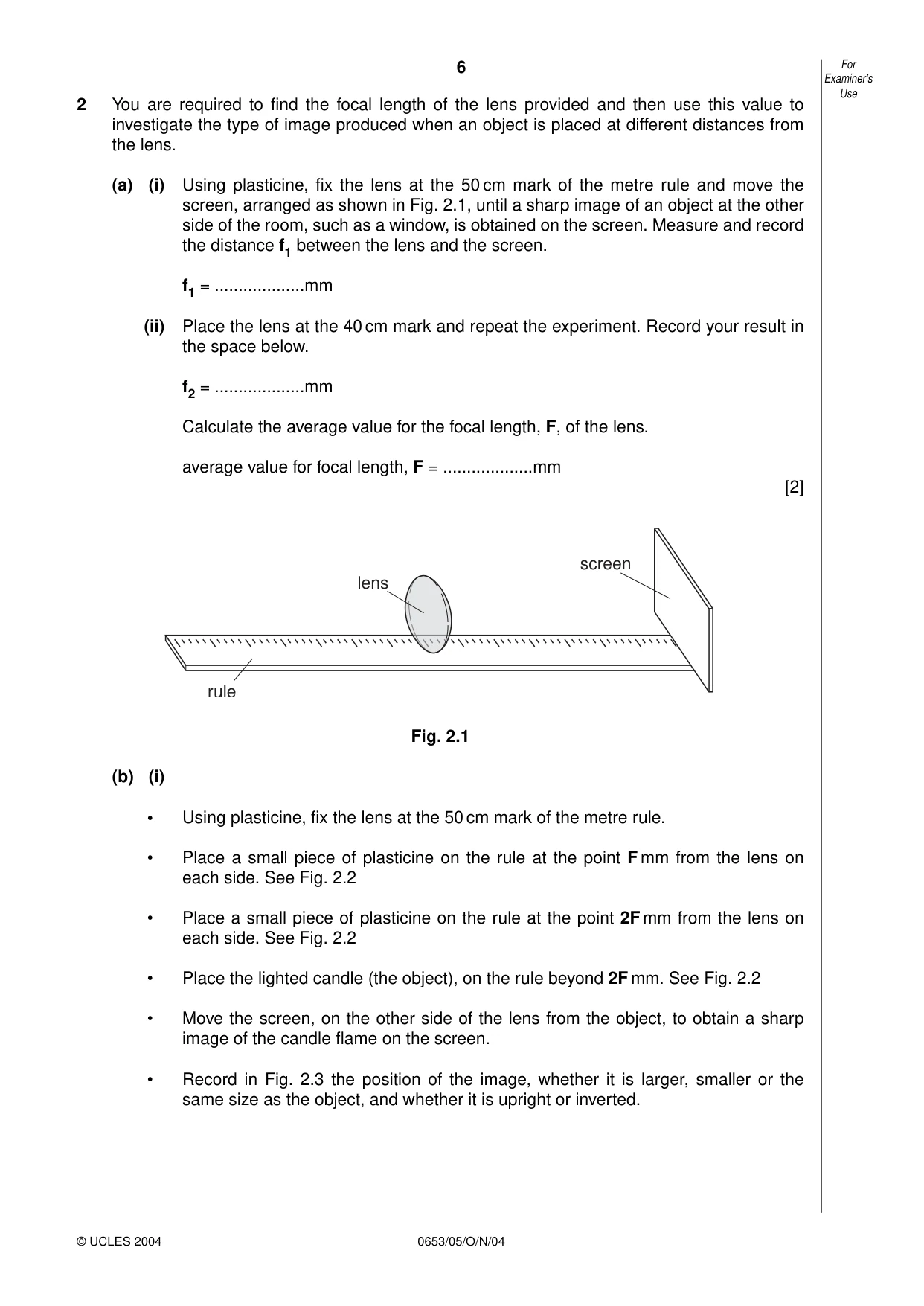 Cambridge IGCSE Science - Combined 0653 2004 Oct/Nov Paper 5 · Variant 1 question paper, page 6 of 12