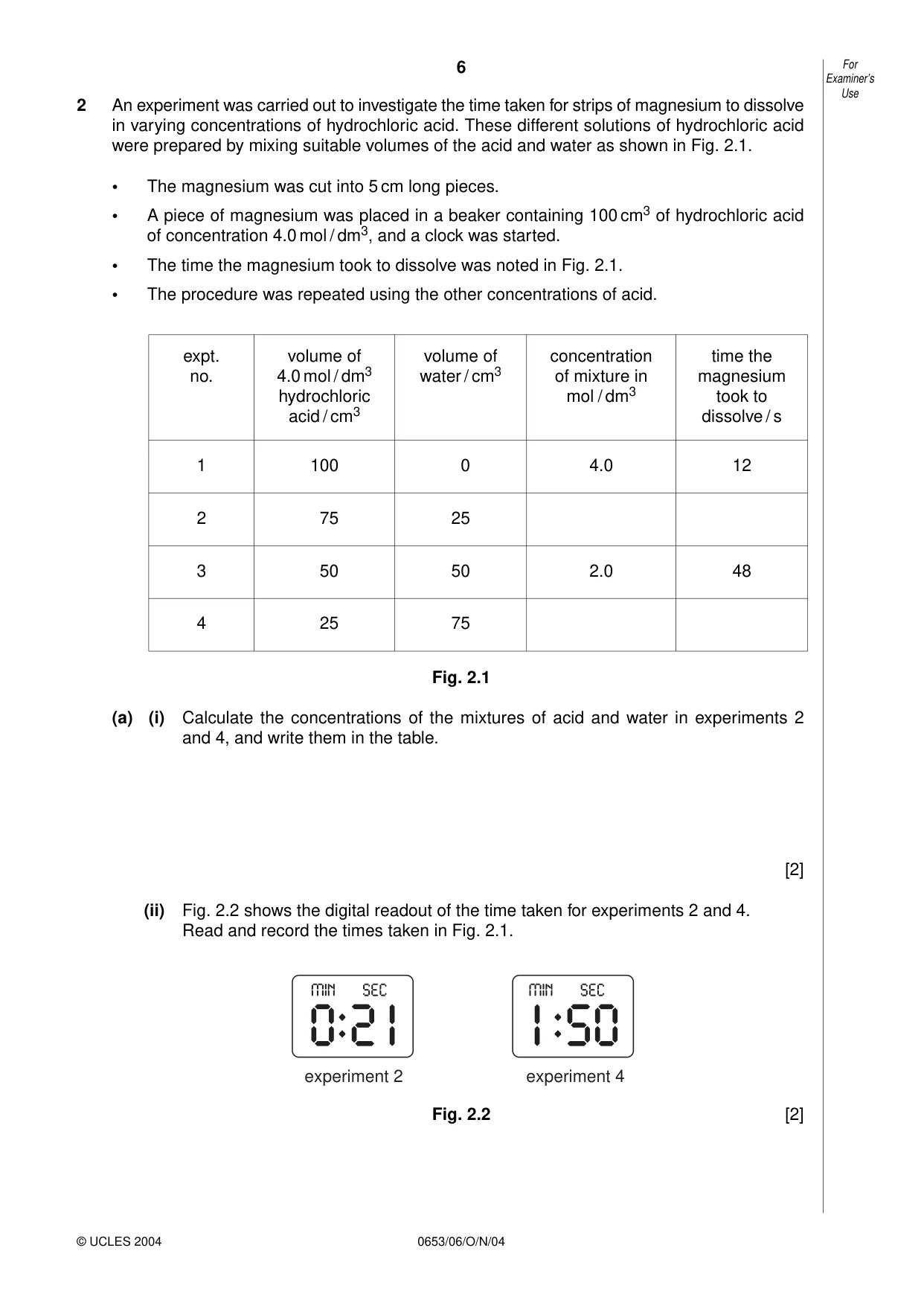 Cambridge IGCSE Science - Combined 0653 2004 Oct/Nov Paper 6 · Variant 1 question paper, page 6 of 16