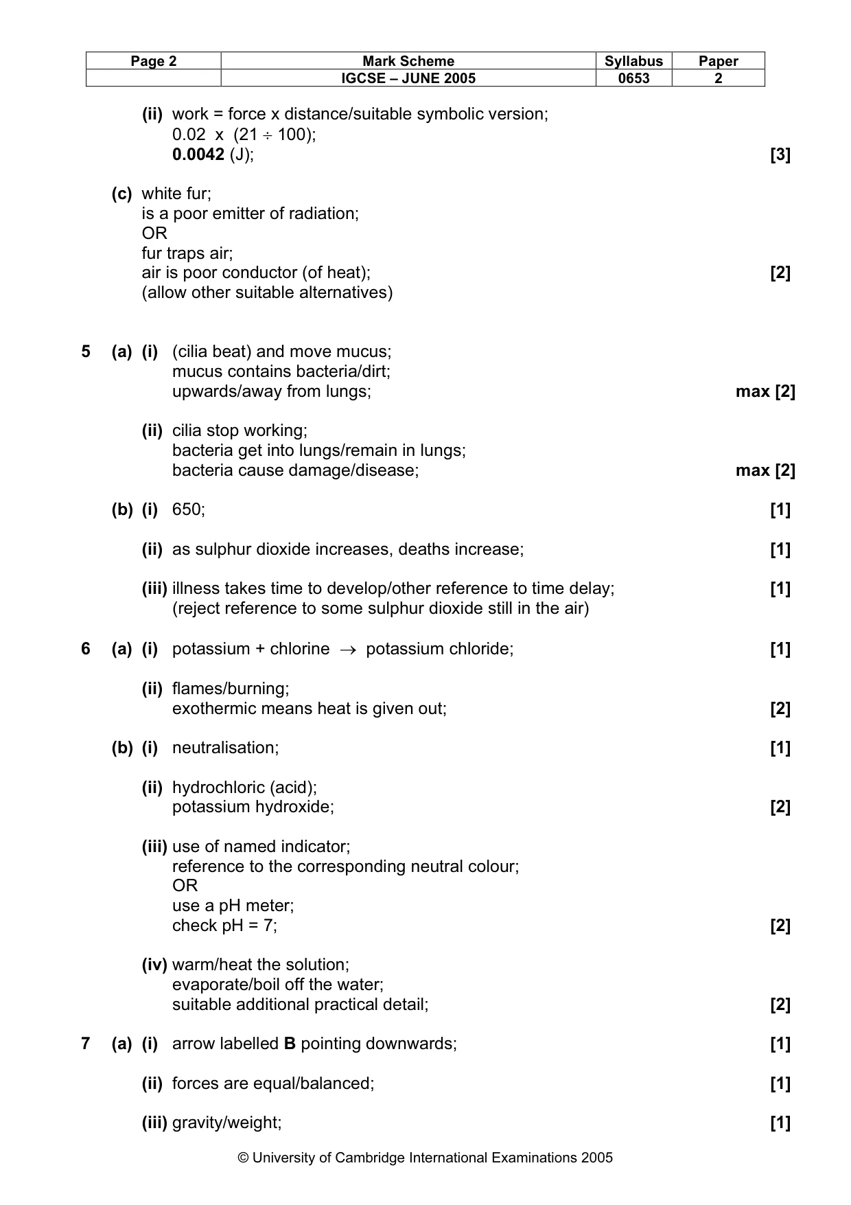Mark scheme, page 5 of 6