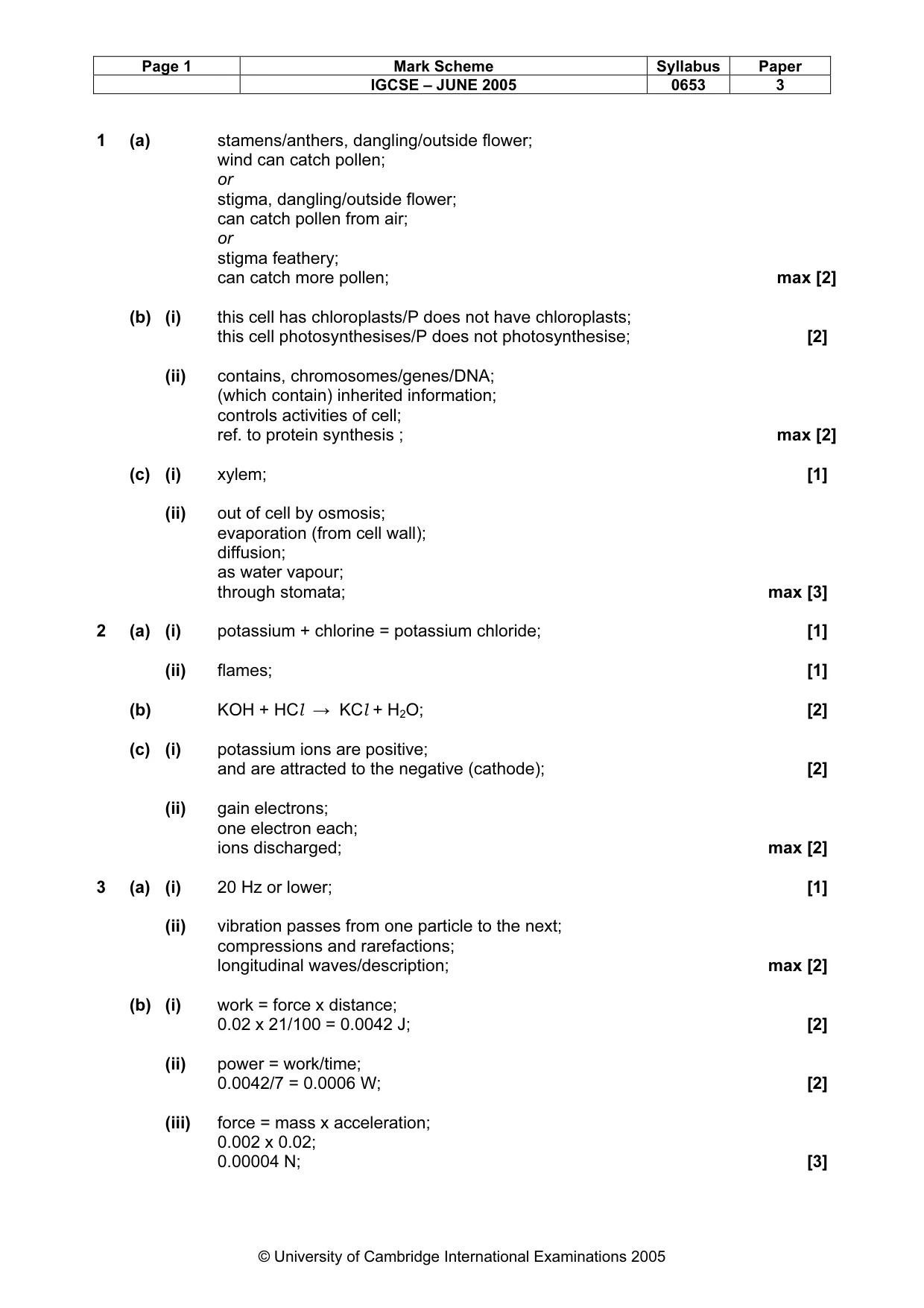 Mark scheme, page 4 of 6
