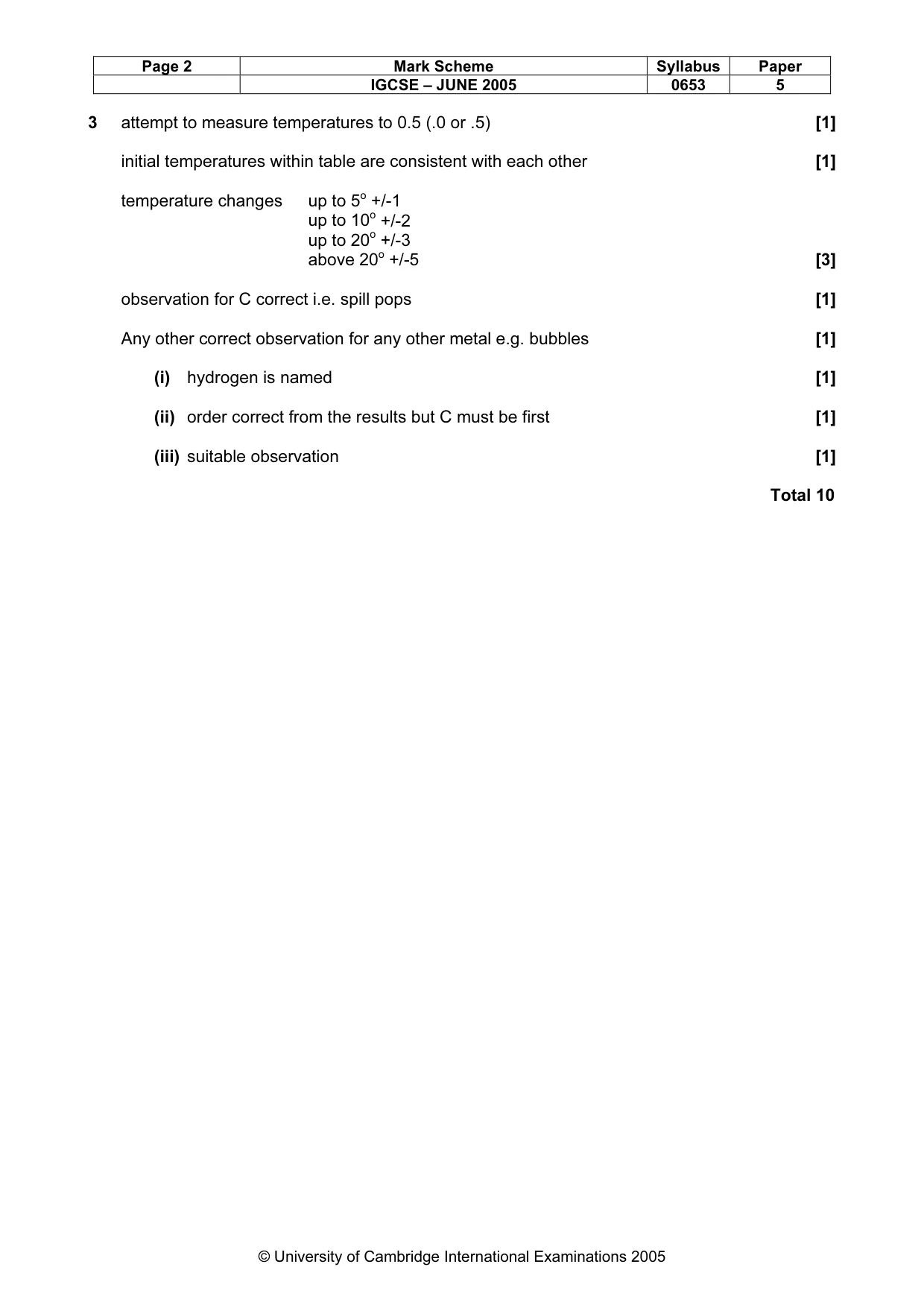Mark scheme, page 5 of 5