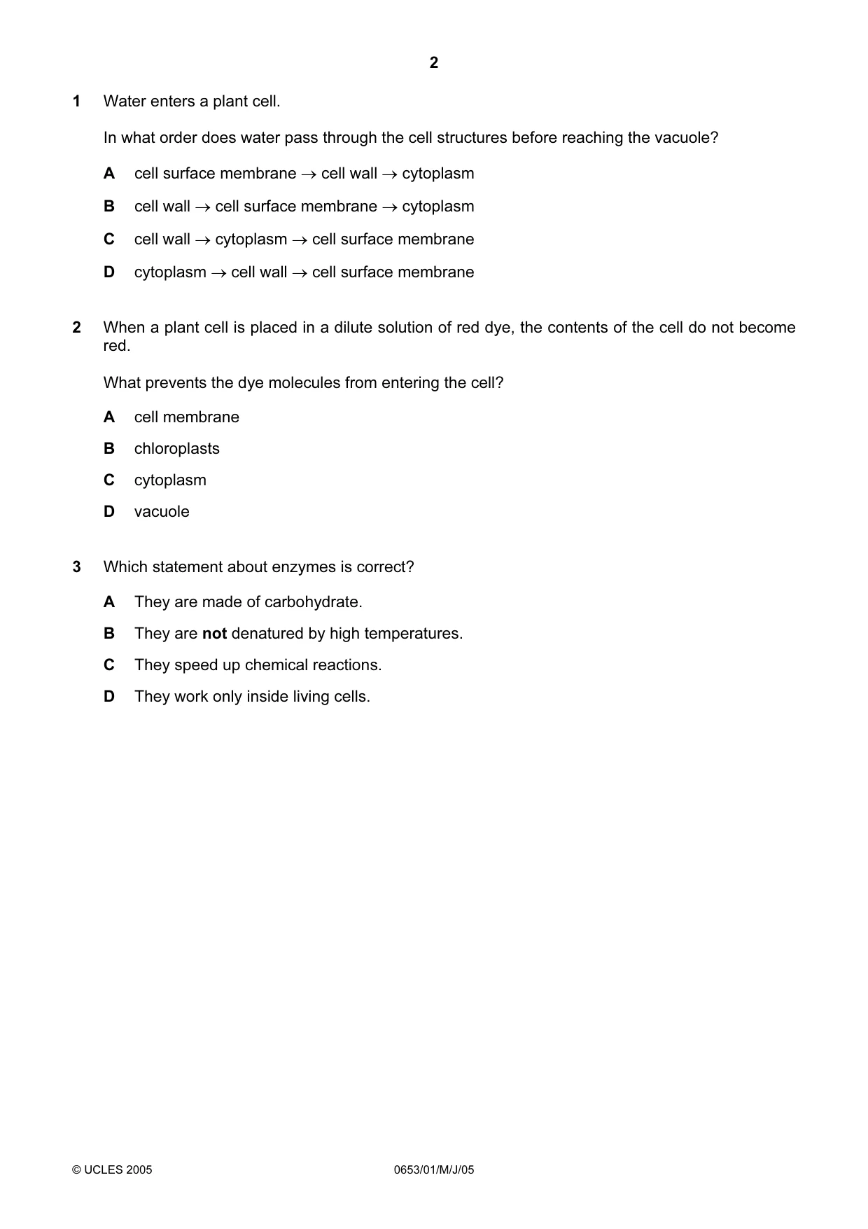 Cambridge IGCSE Science - Combined 0653 2005 May/June Paper 1 · Variant 1 question paper, page 2 of 20
