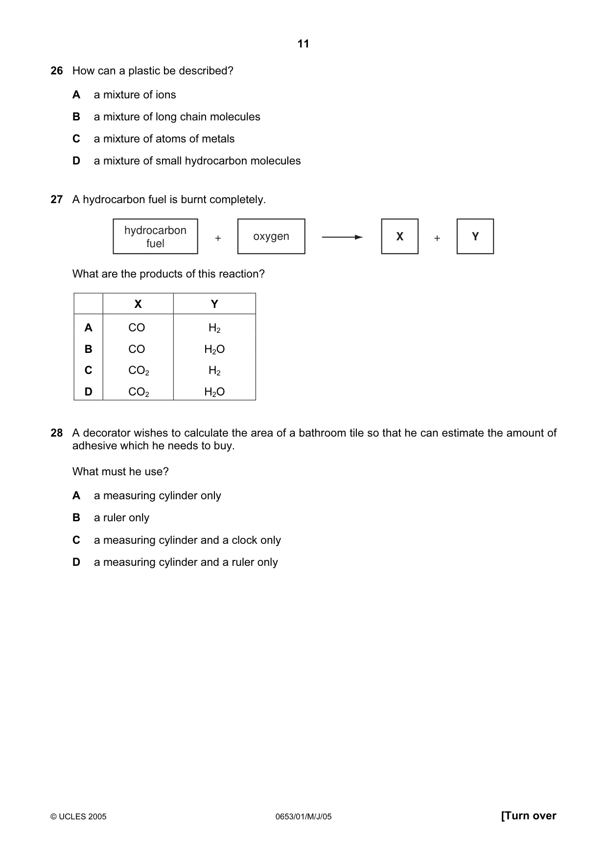 Cambridge IGCSE Science - Combined 0653 2005 May/June Paper 1 · Variant 1 question paper, page 11 of 20
