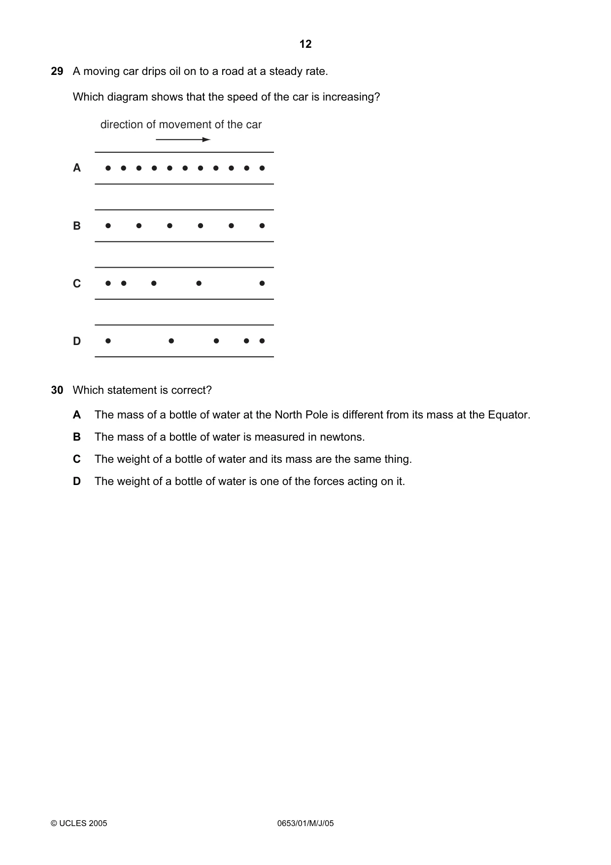 Cambridge IGCSE Science - Combined 0653 2005 May/June Paper 1 · Variant 1 question paper, page 12 of 20