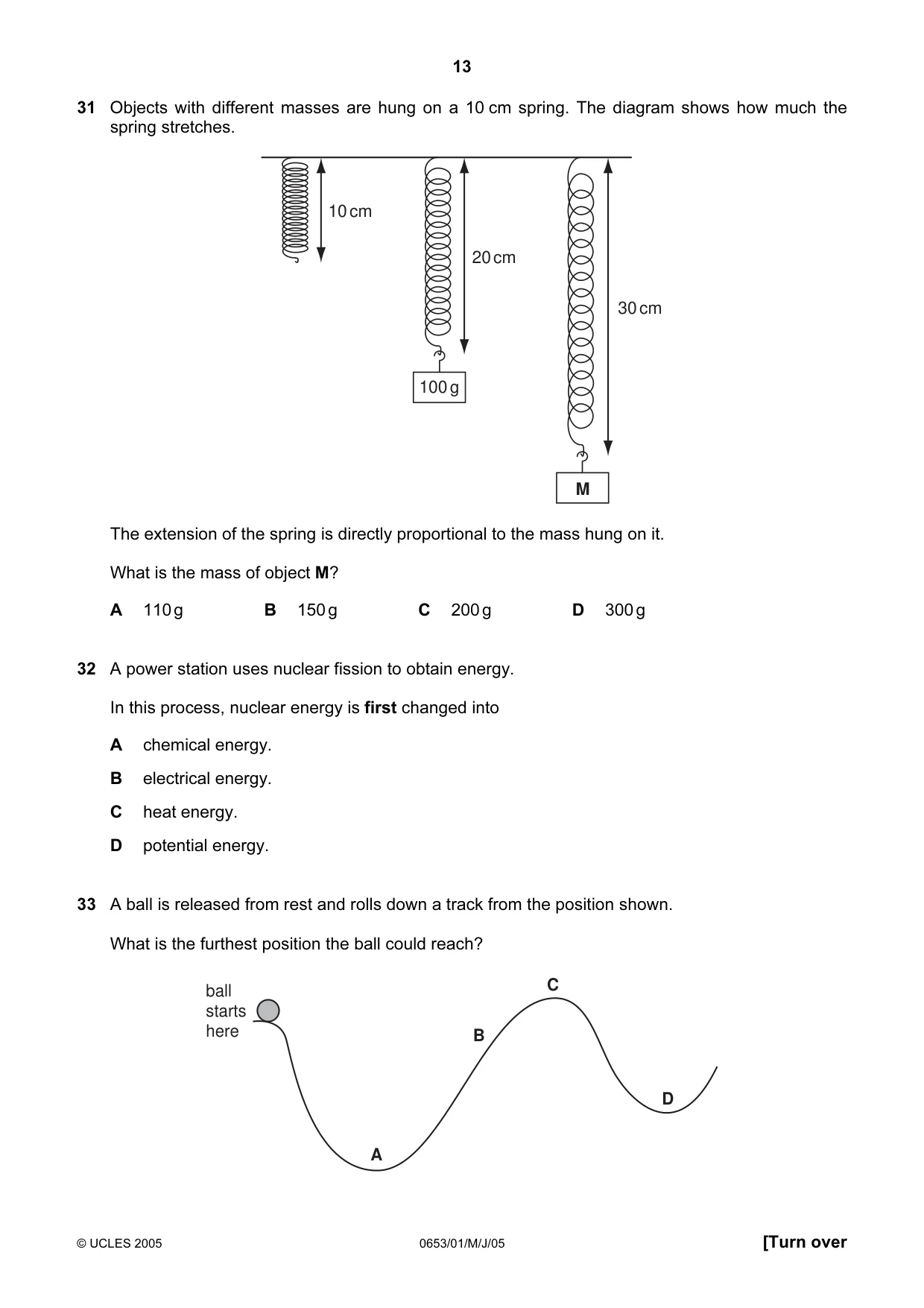 Cambridge IGCSE Science - Combined 0653 2005 May/June Paper 1 · Variant 1 question paper, page 13 of 20