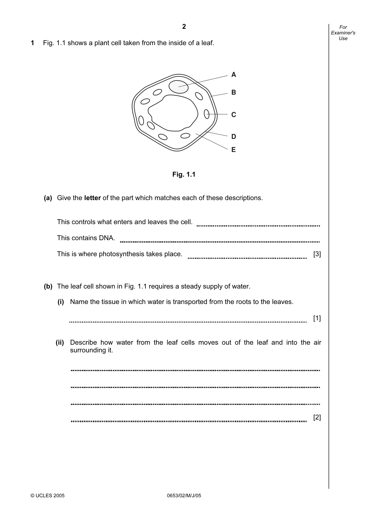 Cambridge IGCSE Science - Combined 0653 2005 May/June Paper 2 · Variant 1 question paper, page 2 of 20