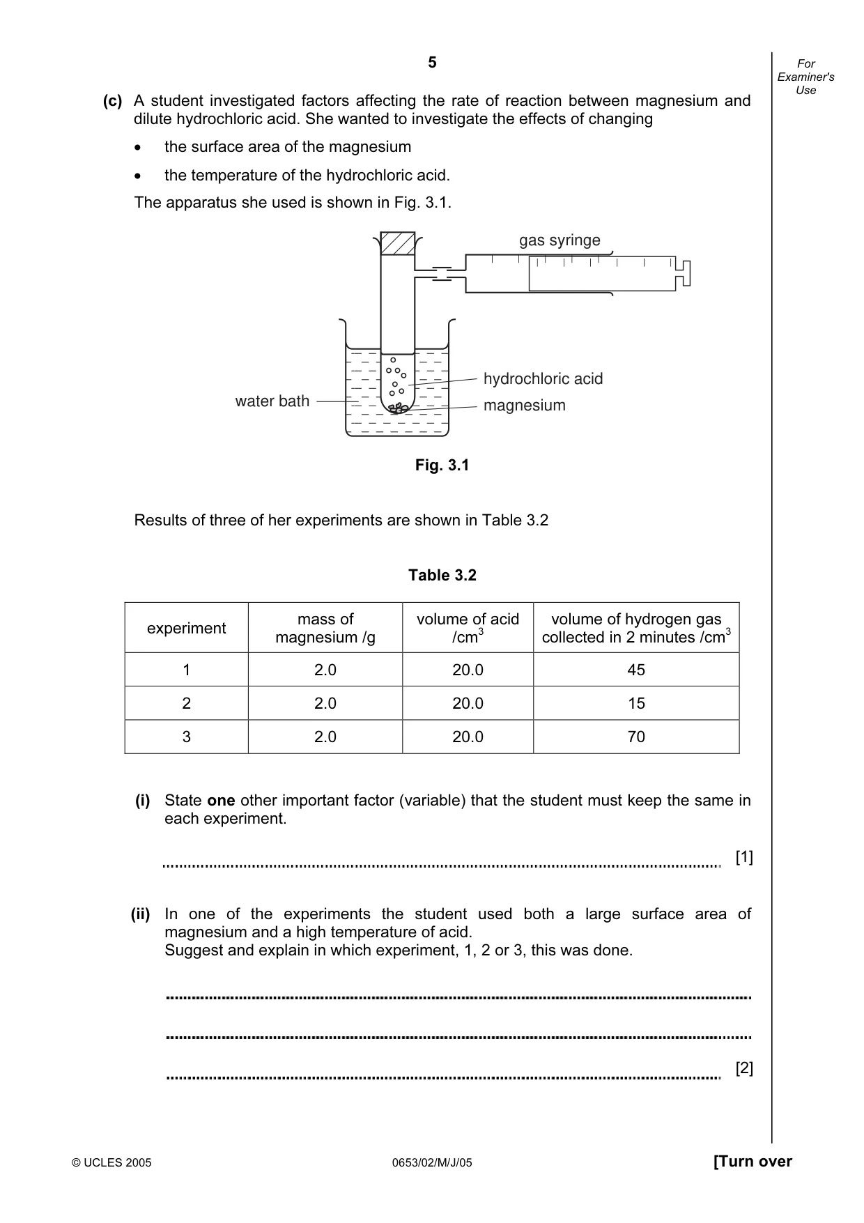 Cambridge IGCSE Science - Combined 0653 2005 May/June Paper 2 · Variant 1 question paper, page 5 of 20