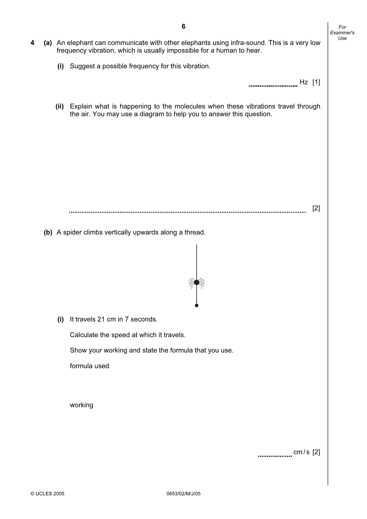 Cambridge IGCSE Science - Combined 0653 2005 May/June Paper 2 · Variant 1 question paper, page 6 of 20