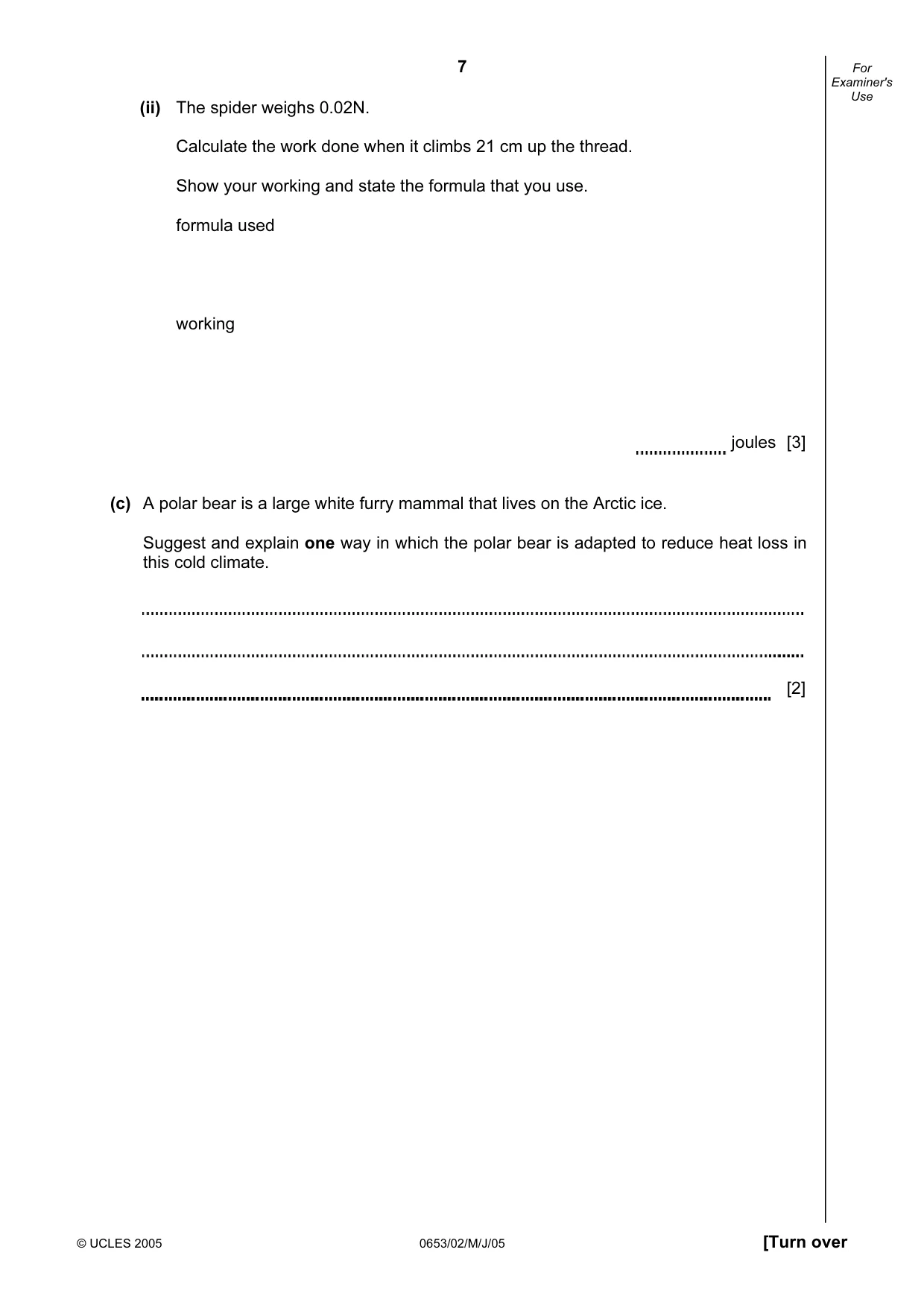 Cambridge IGCSE Science - Combined 0653 2005 May/June Paper 2 · Variant 1 question paper, page 7 of 20
