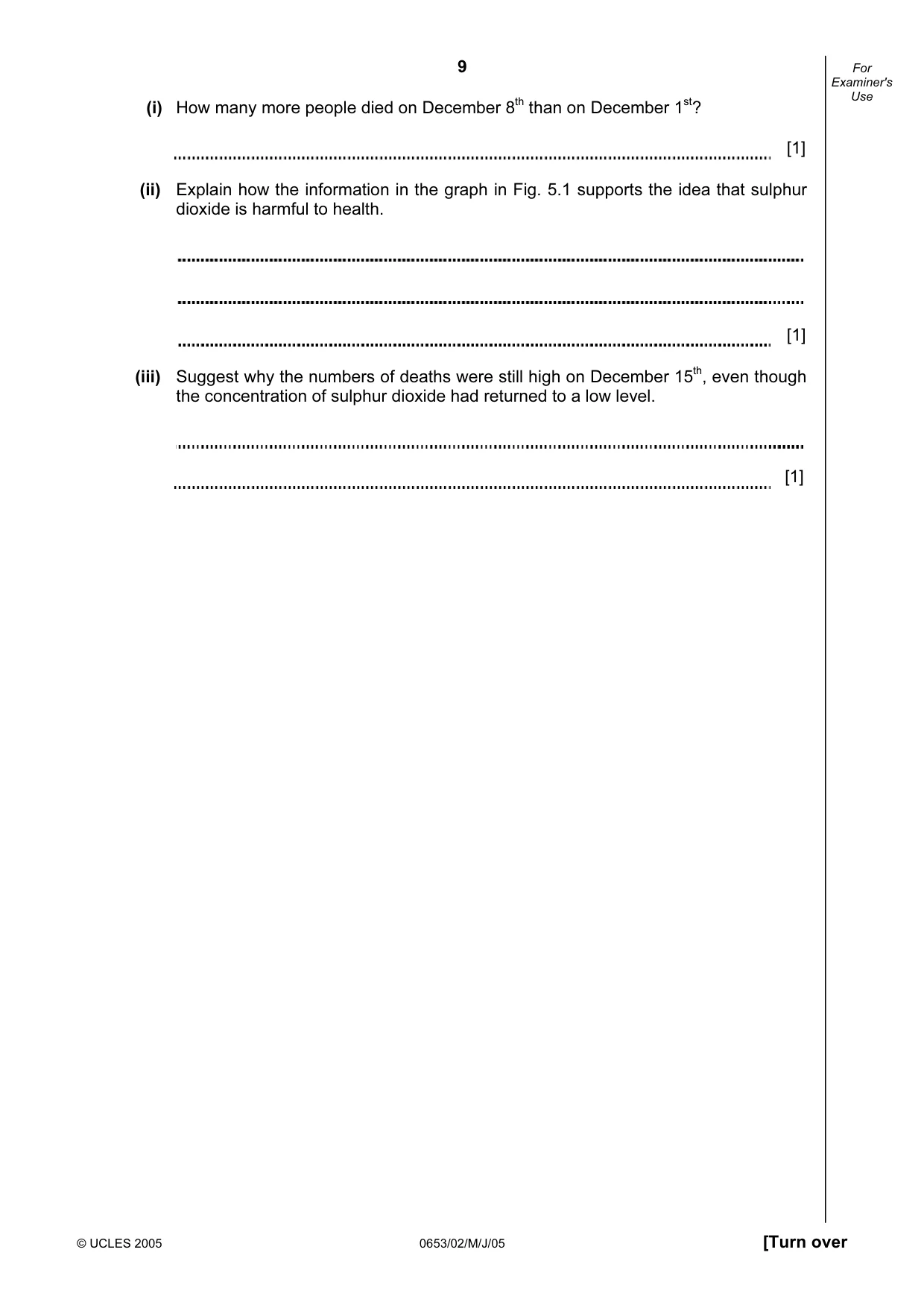 Cambridge IGCSE Science - Combined 0653 2005 May/June Paper 2 · Variant 1 question paper, page 9 of 20