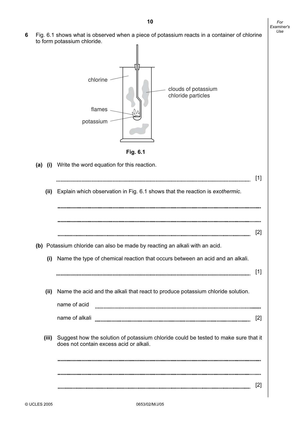 Cambridge IGCSE Science - Combined 0653 2005 May/June Paper 2 · Variant 1 question paper, page 10 of 20