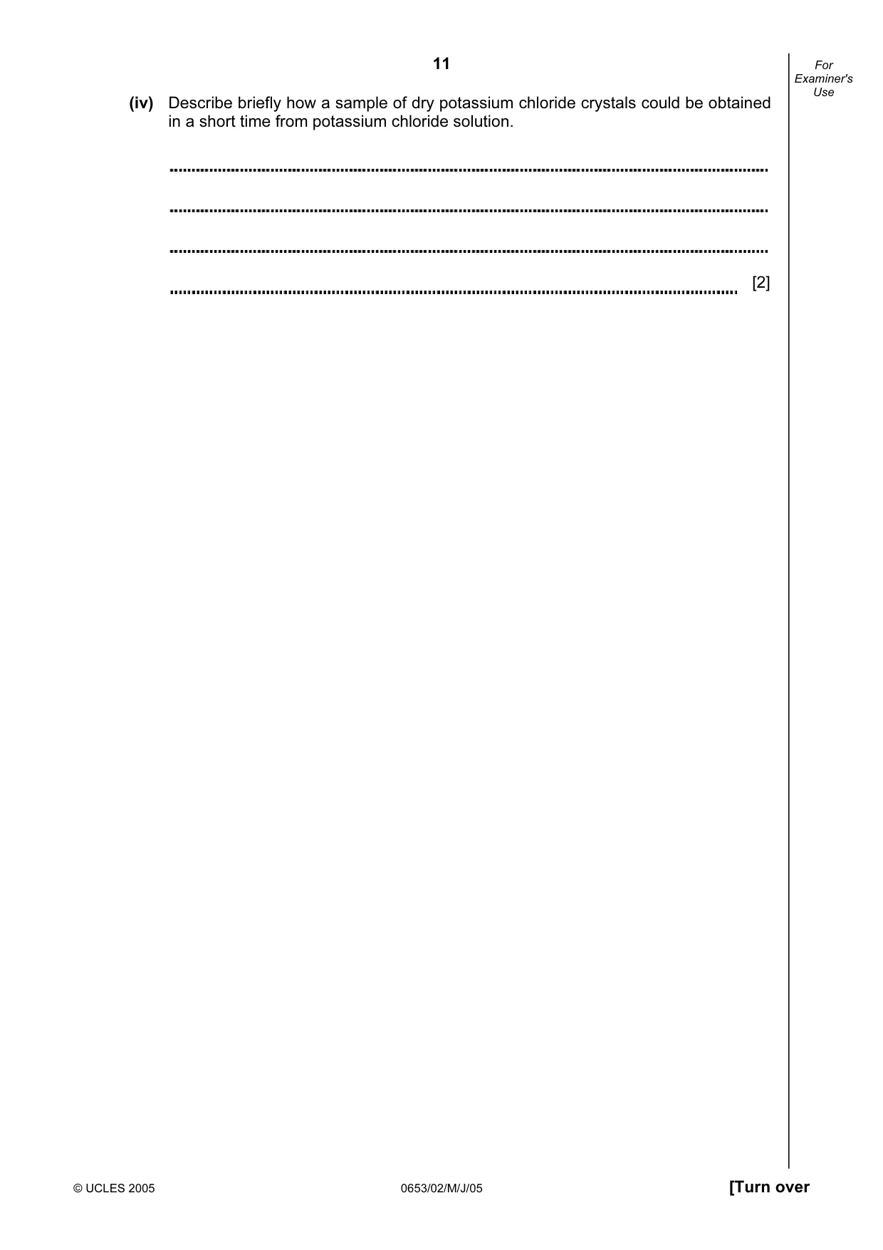 Cambridge IGCSE Science - Combined 0653 2005 May/June Paper 2 · Variant 1 question paper, page 11 of 20