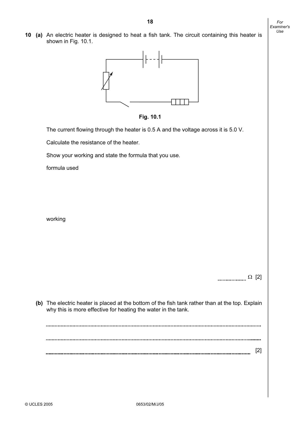 Cambridge IGCSE Science - Combined 0653 2005 May/June Paper 2 · Variant 1 question paper, page 18 of 20