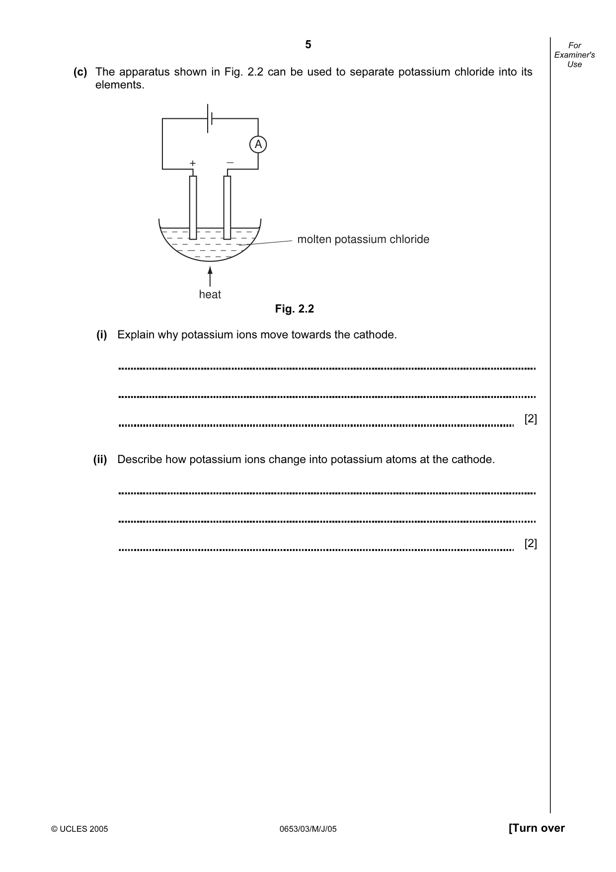 Cambridge IGCSE Science - Combined 0653 2005 May/June Paper 3 · Variant 1 question paper, page 5 of 20