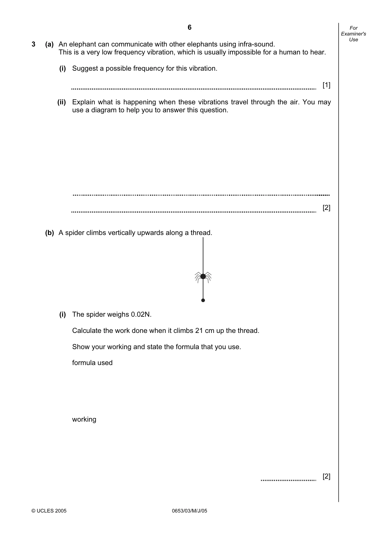 Cambridge IGCSE Science - Combined 0653 2005 May/June Paper 3 · Variant 1 question paper, page 6 of 20