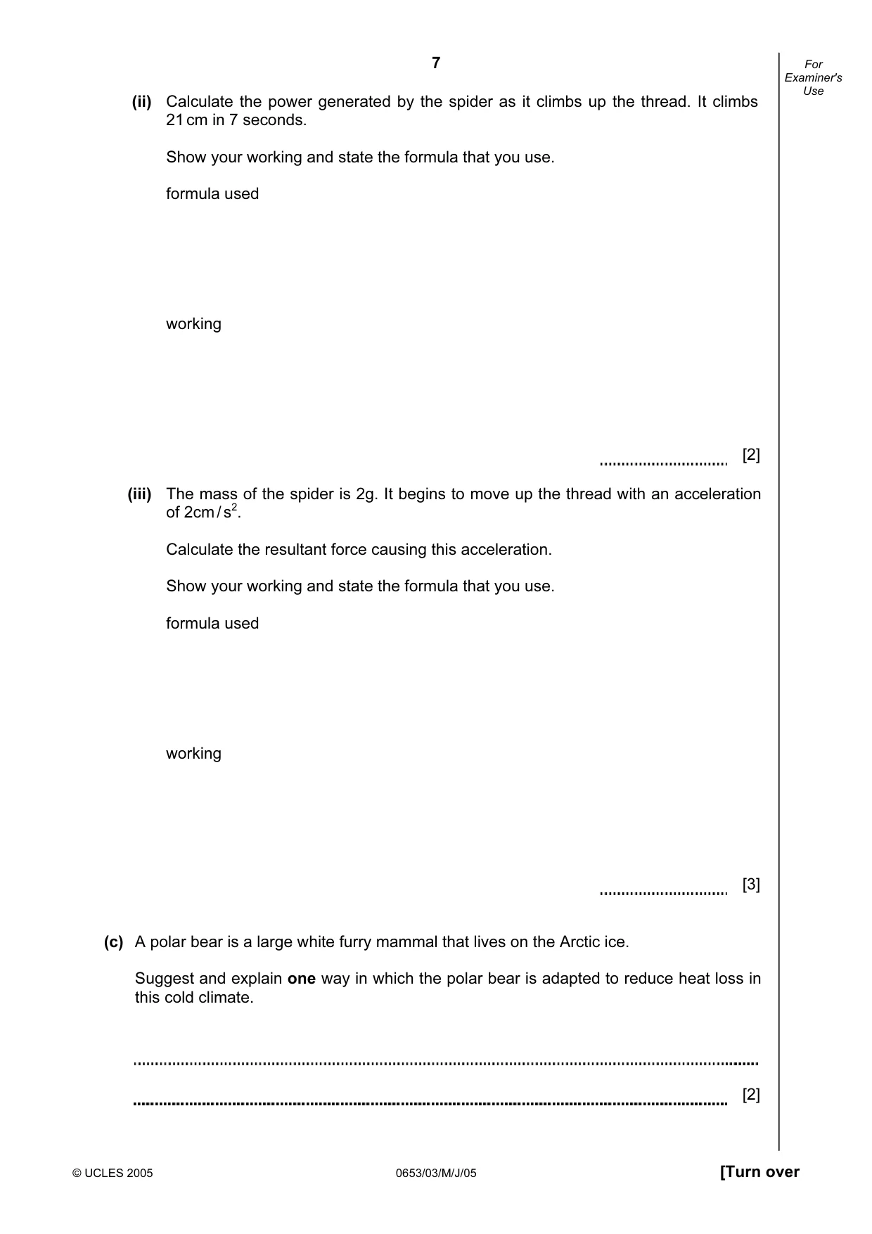 Cambridge IGCSE Science - Combined 0653 2005 May/June Paper 3 · Variant 1 question paper, page 7 of 20