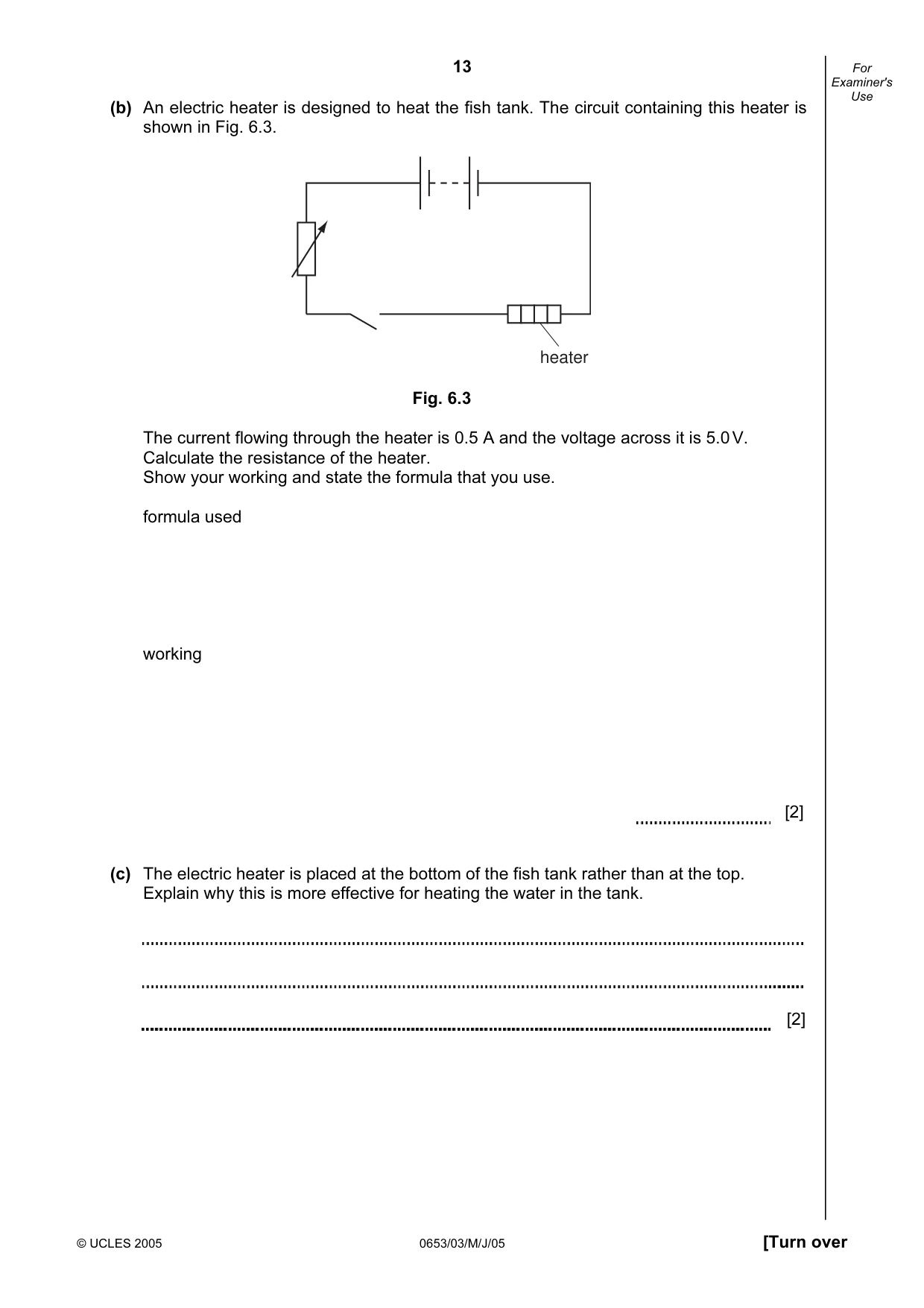 Cambridge IGCSE Science - Combined 0653 2005 May/June Paper 3 · Variant 1 question paper, page 13 of 20