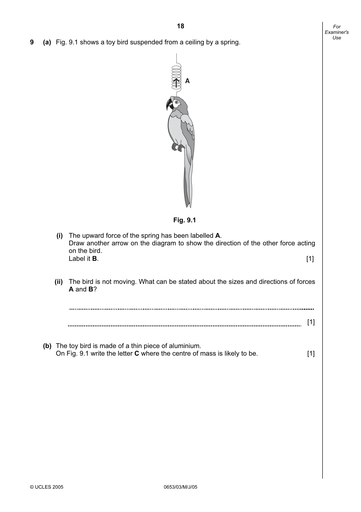 Cambridge IGCSE Science - Combined 0653 2005 May/June Paper 3 · Variant 1 question paper, page 18 of 20