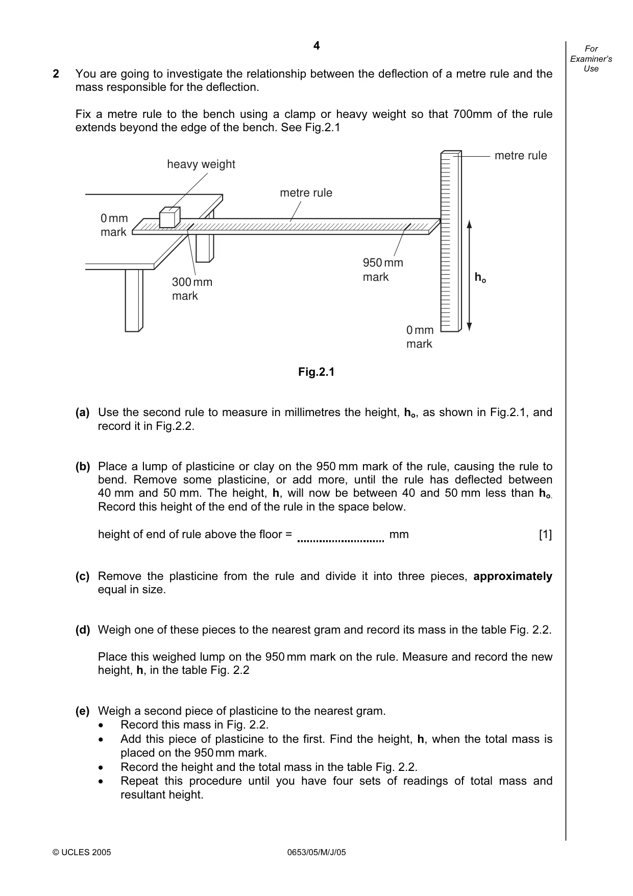 Cambridge IGCSE Science - Combined 0653 2005 May/June Paper 5 · Variant 1 question paper, page 4 of 8