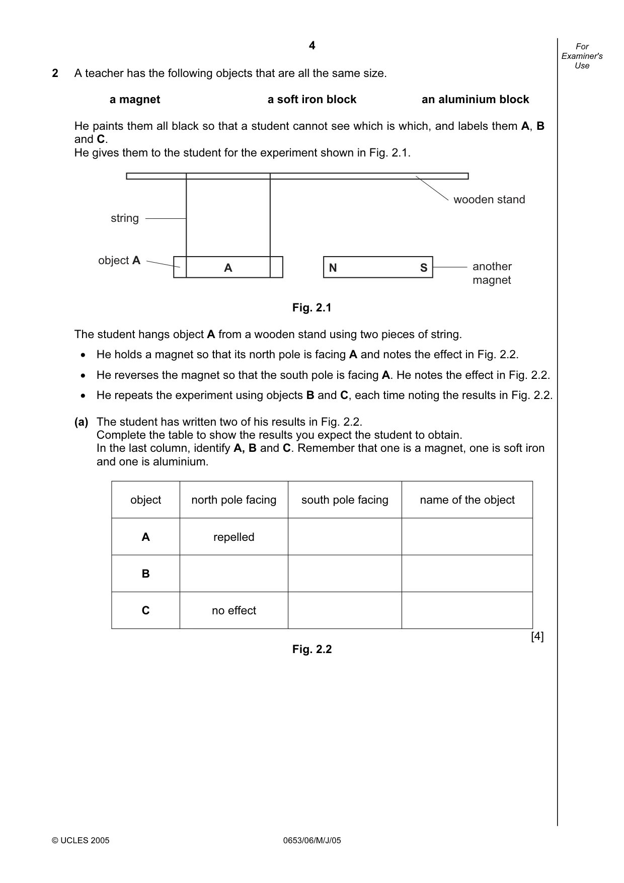 Cambridge IGCSE Science - Combined 0653 2005 May/June Paper 6 · Variant 1 question paper, page 4 of 16