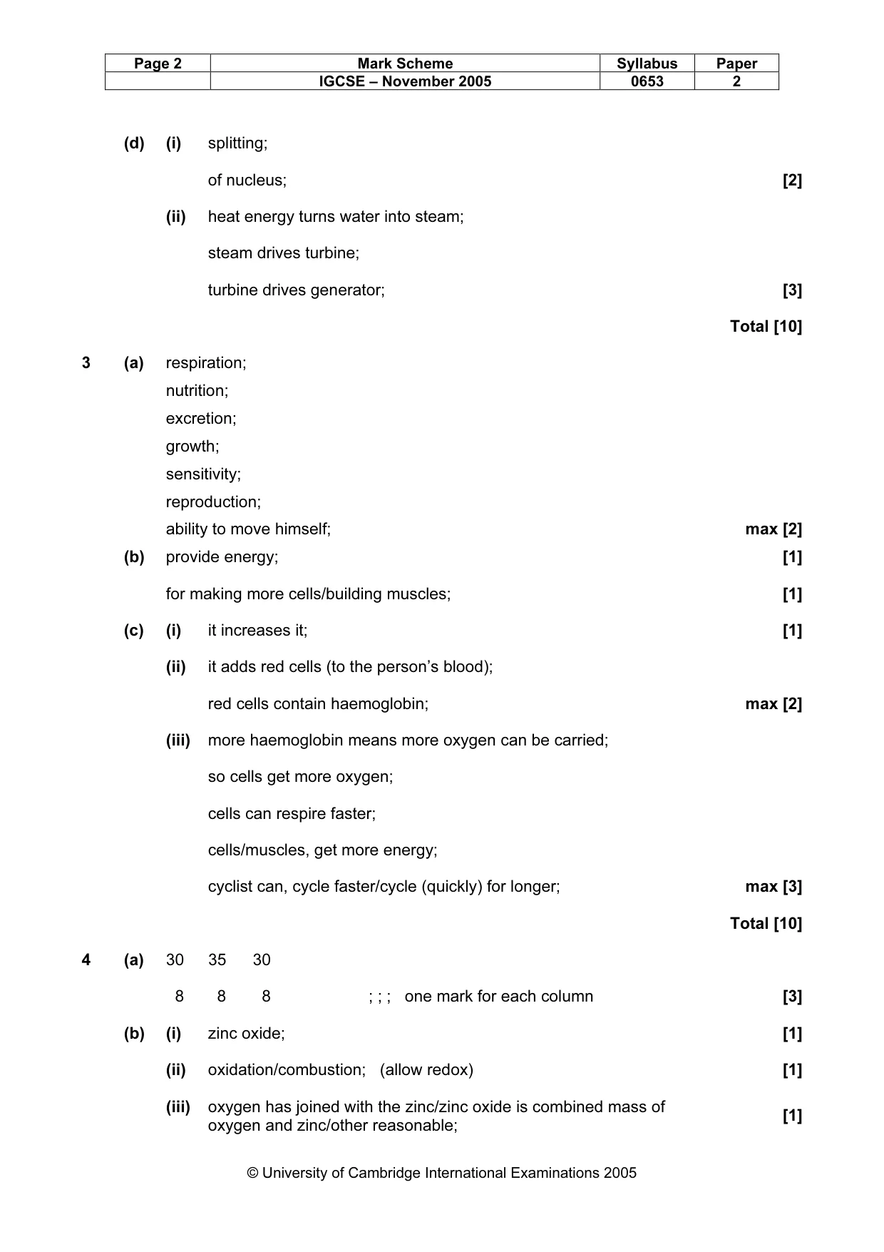 Mark scheme, page 3 of 6