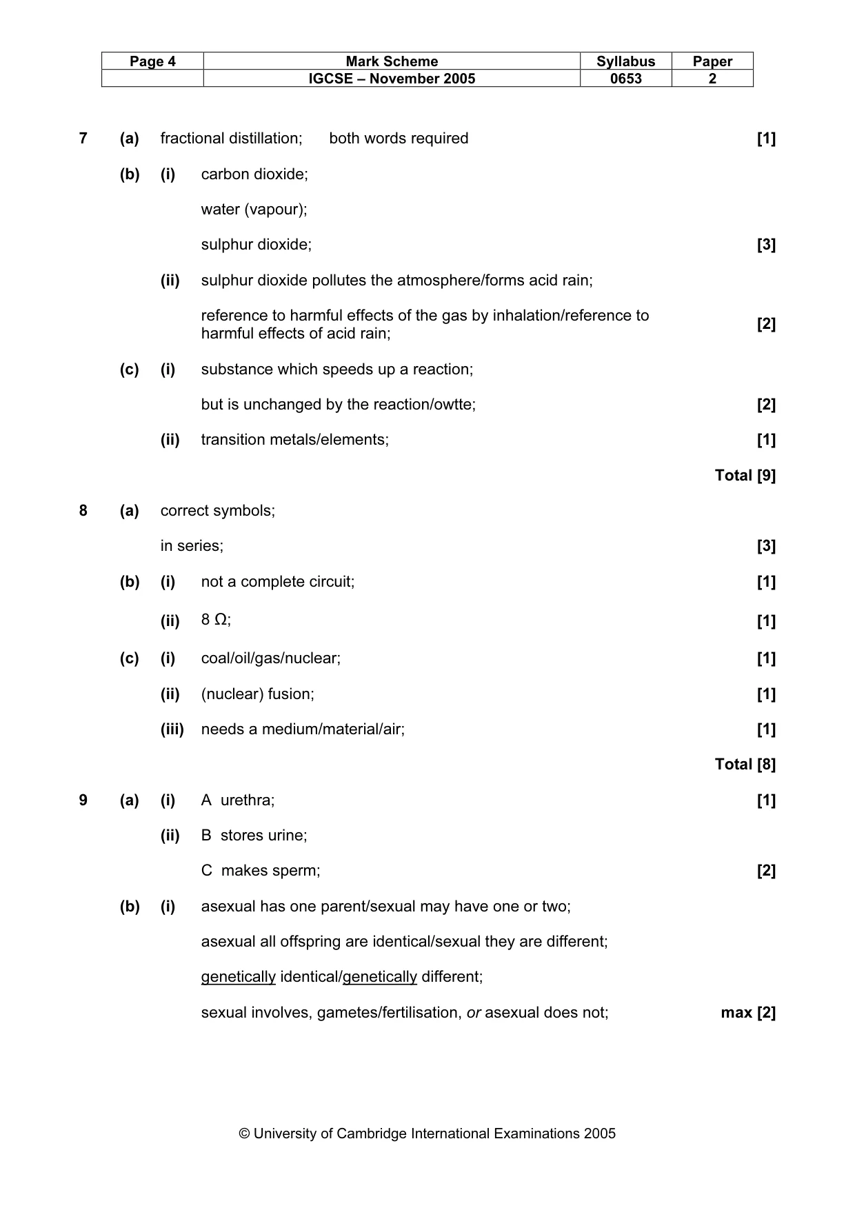 Mark scheme, page 5 of 6