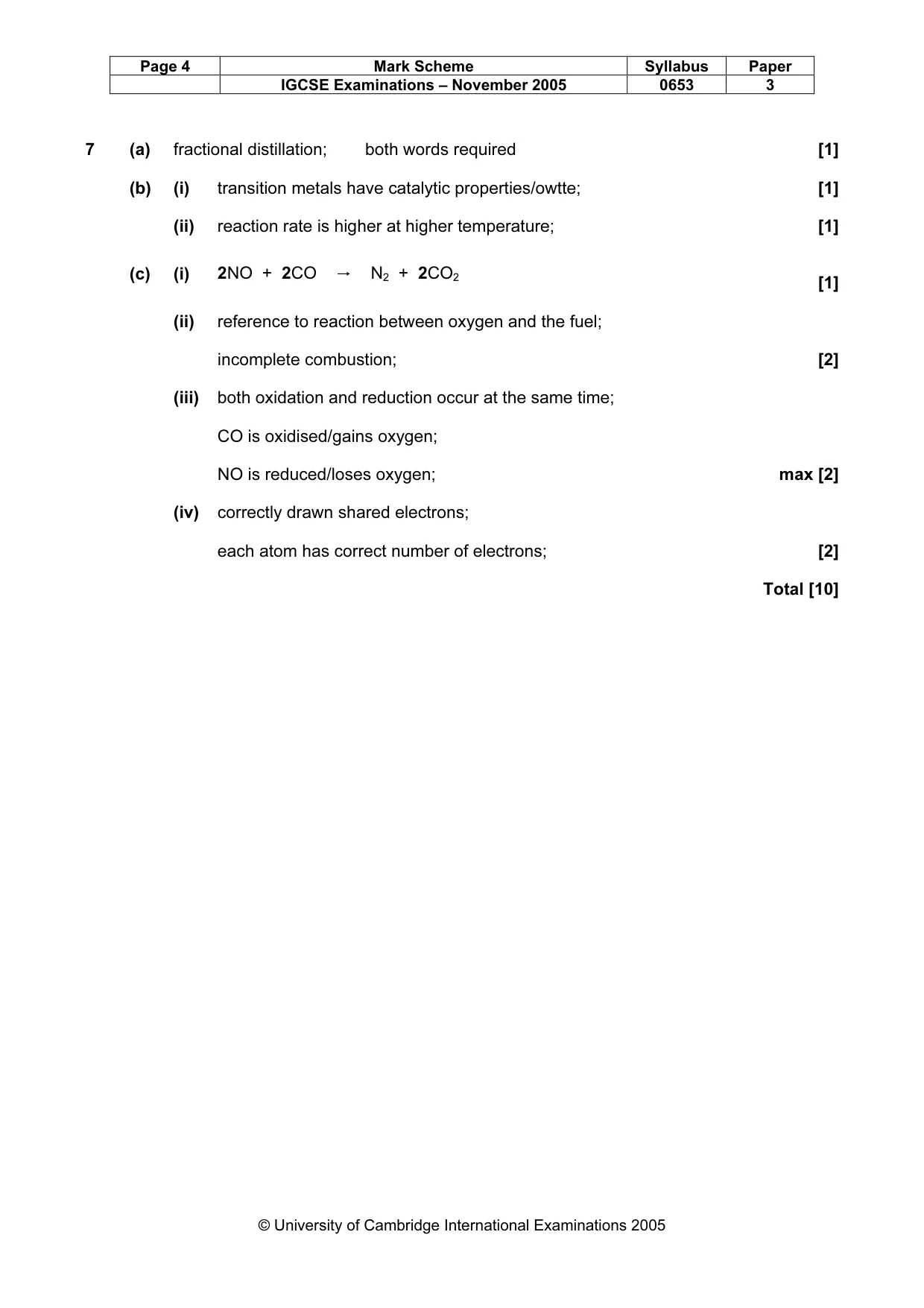 Mark scheme, page 5 of 7