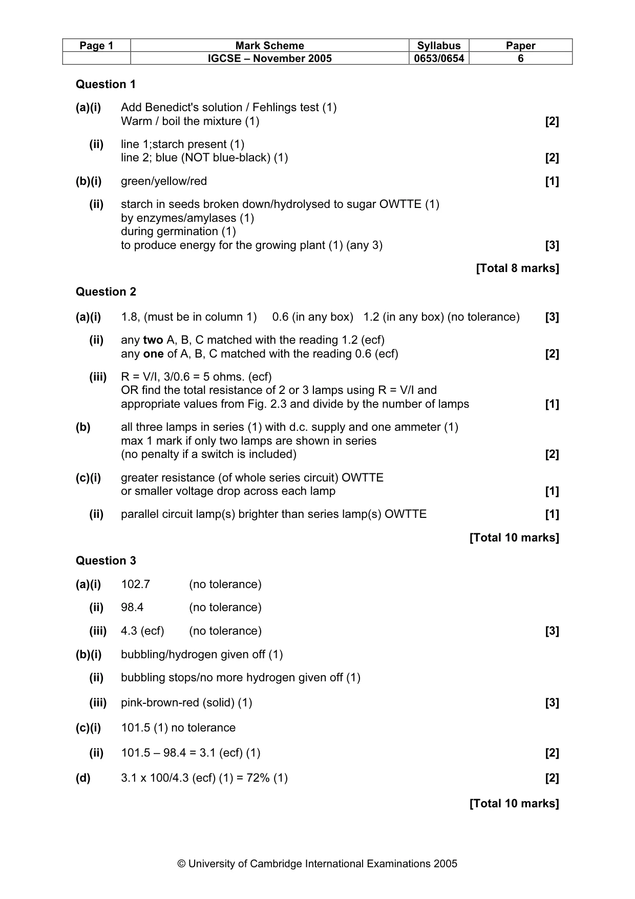 Mark scheme, page 2 of 4