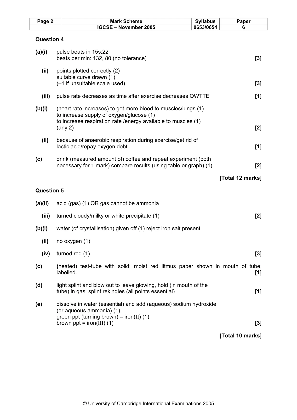 Mark scheme, page 3 of 4