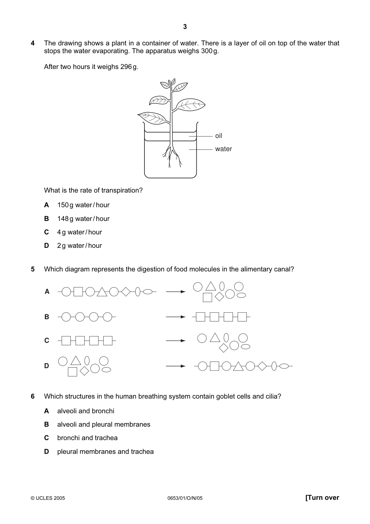 Cambridge IGCSE Science - Combined 0653 2005 Oct/Nov Paper 1 · Variant 1 question paper, page 3 of 20