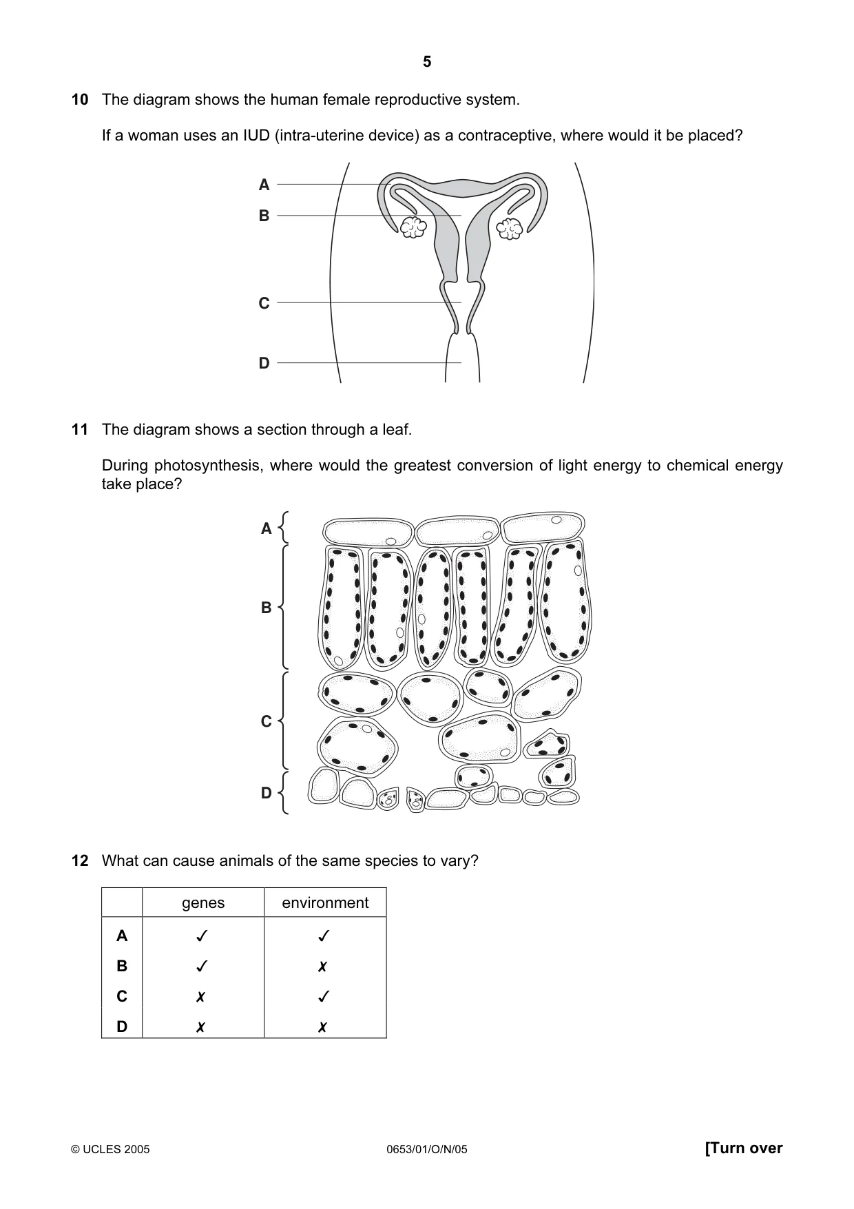 Cambridge IGCSE Science - Combined 0653 2005 Oct/Nov Paper 1 · Variant 1 question paper, page 5 of 20