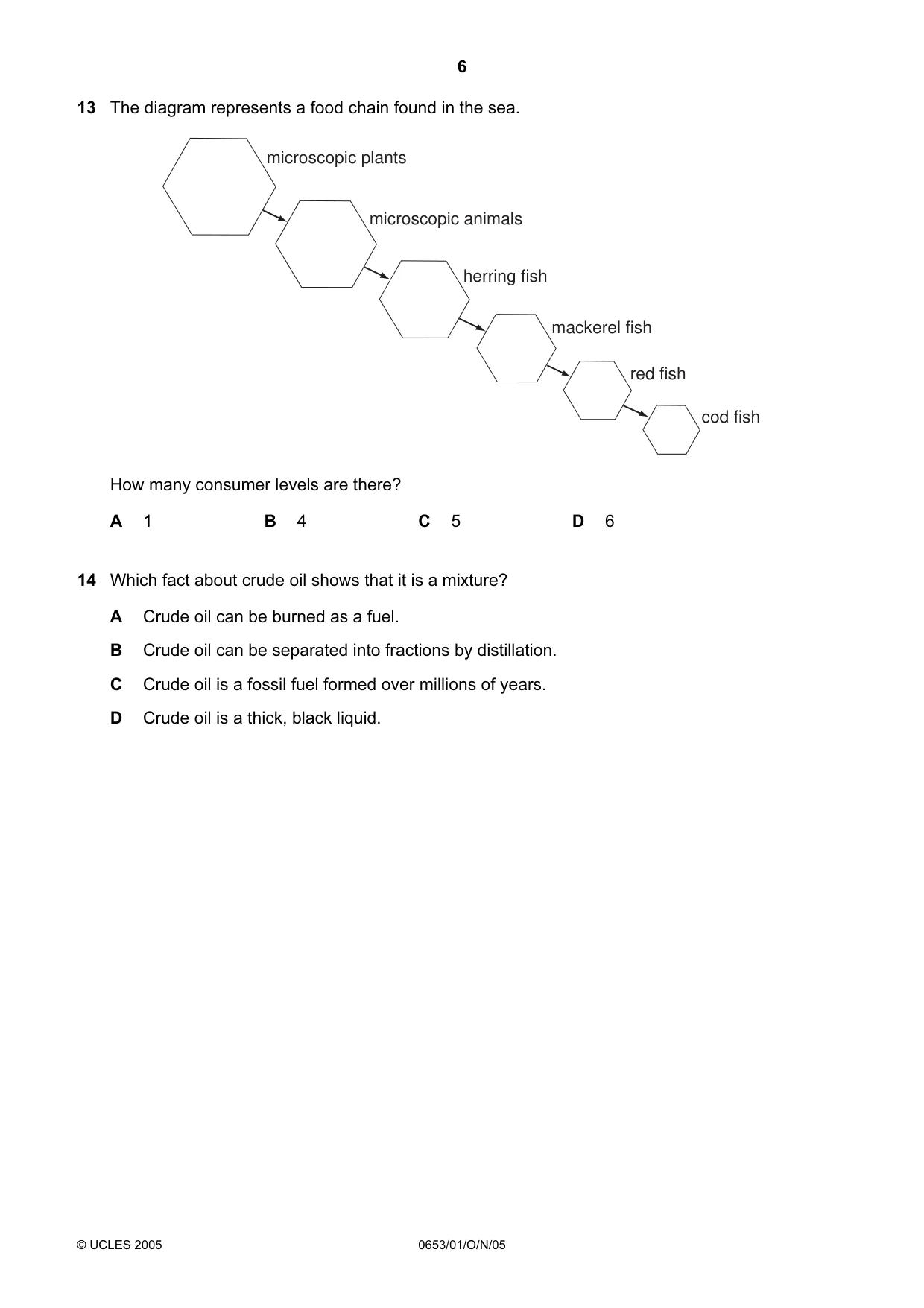 Cambridge IGCSE Science - Combined 0653 2005 Oct/Nov Paper 1 · Variant 1 question paper, page 6 of 20