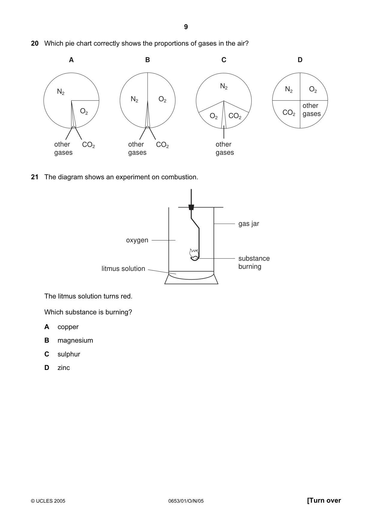 Cambridge IGCSE Science - Combined 0653 2005 Oct/Nov Paper 1 · Variant 1 question paper, page 9 of 20