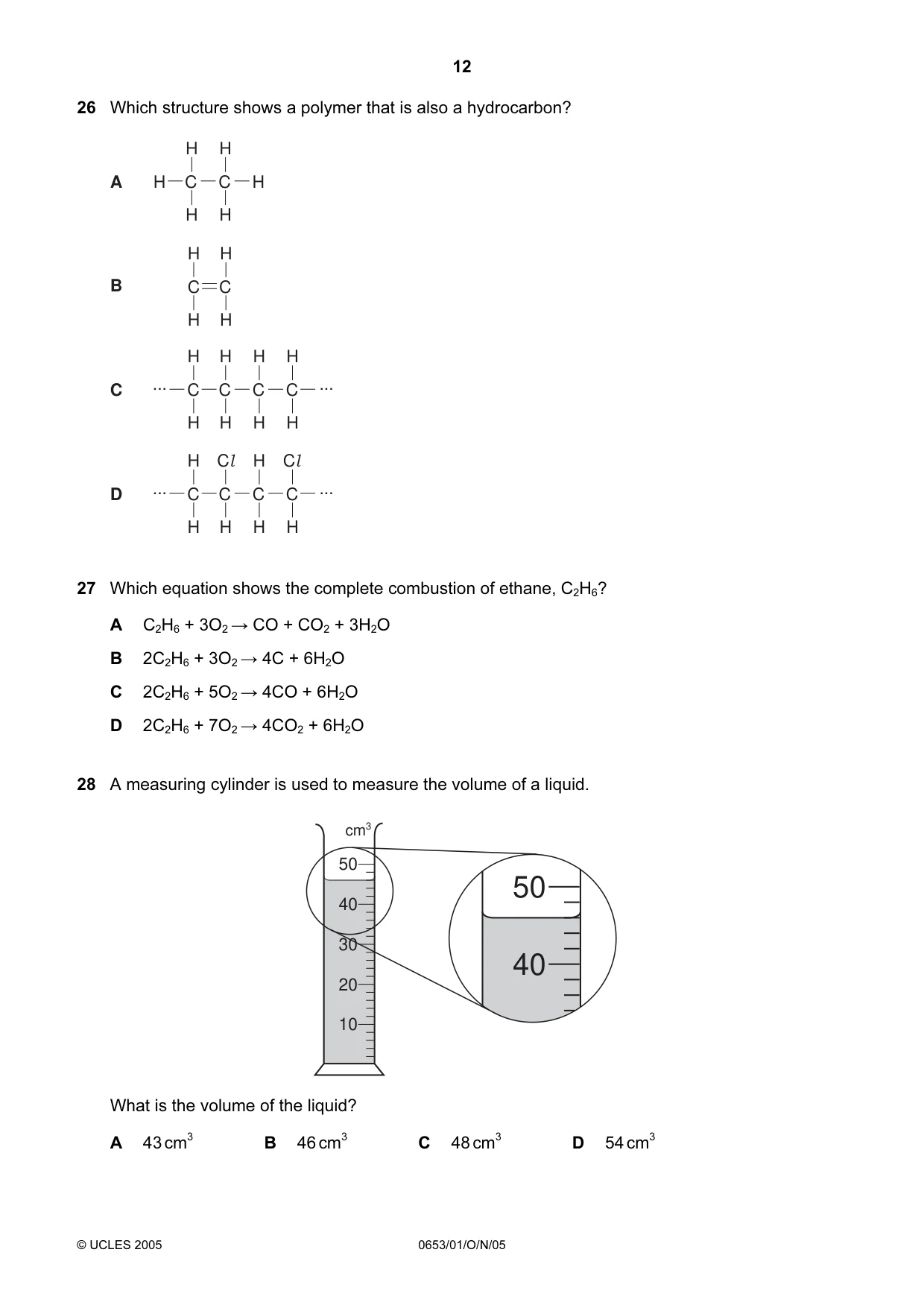 Cambridge IGCSE Science - Combined 0653 2005 Oct/Nov Paper 1 · Variant 1 question paper, page 12 of 20