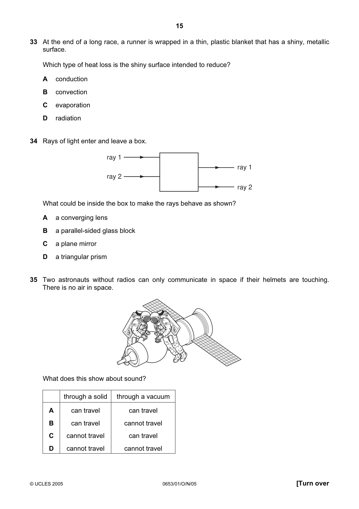 Cambridge IGCSE Science - Combined 0653 2005 Oct/Nov Paper 1 · Variant 1 question paper, page 15 of 20