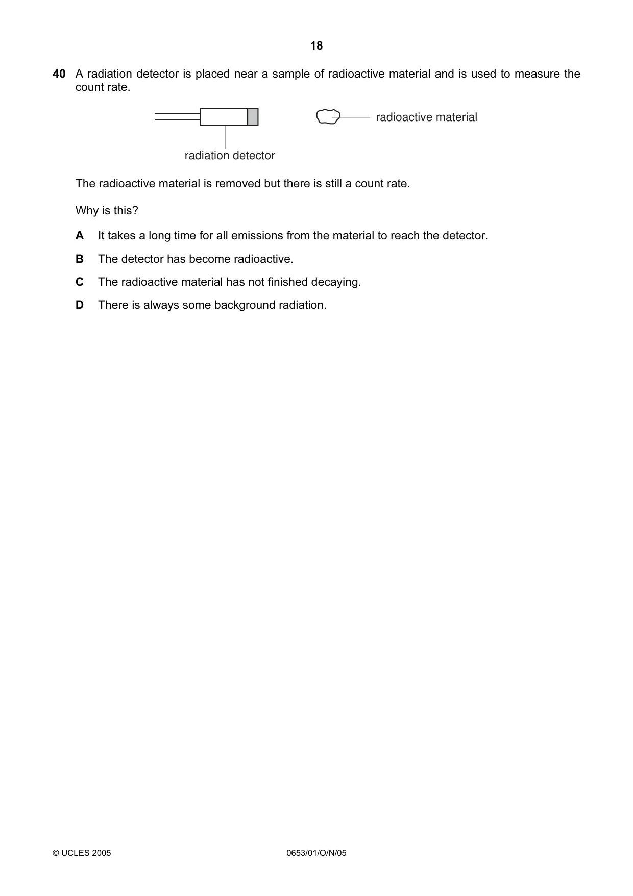 Cambridge IGCSE Science - Combined 0653 2005 Oct/Nov Paper 1 · Variant 1 question paper, page 18 of 20