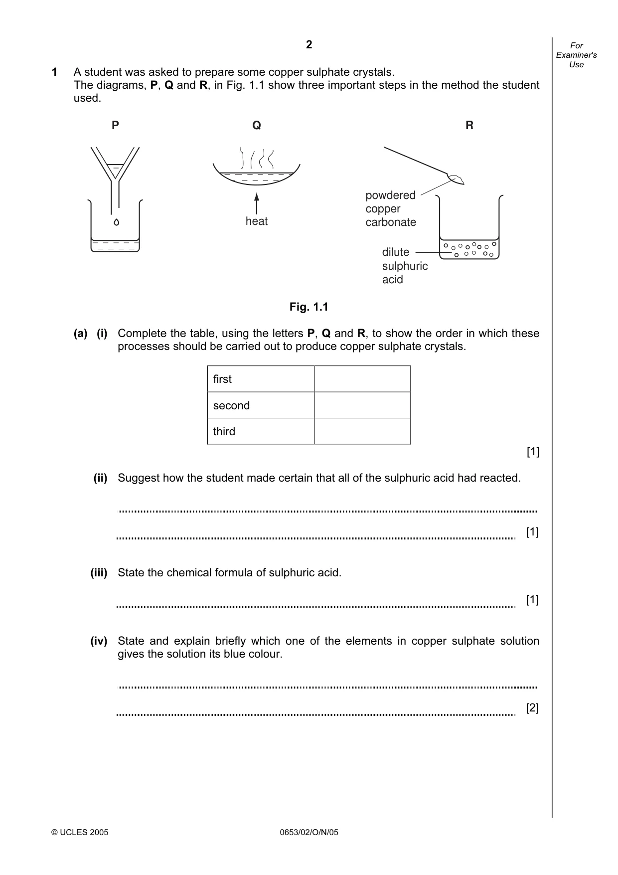 Cambridge IGCSE Science - Combined 0653 2005 Oct/Nov Paper 2 · Variant 1 question paper, page 2 of 20