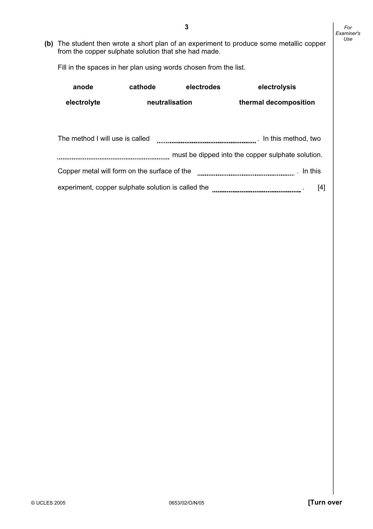 Cambridge IGCSE Science - Combined 0653 2005 Oct/Nov Paper 2 · Variant 1 question paper, page 3 of 20