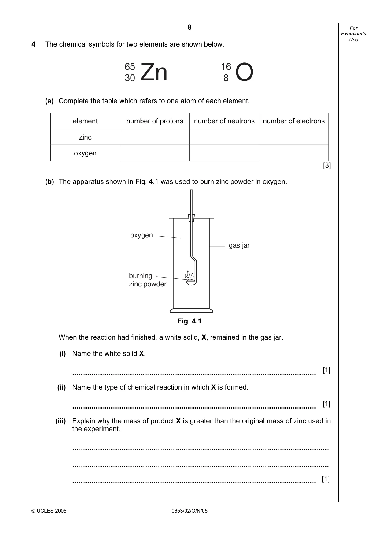 Cambridge IGCSE Science - Combined 0653 2005 Oct/Nov Paper 2 · Variant 1 question paper, page 8 of 20