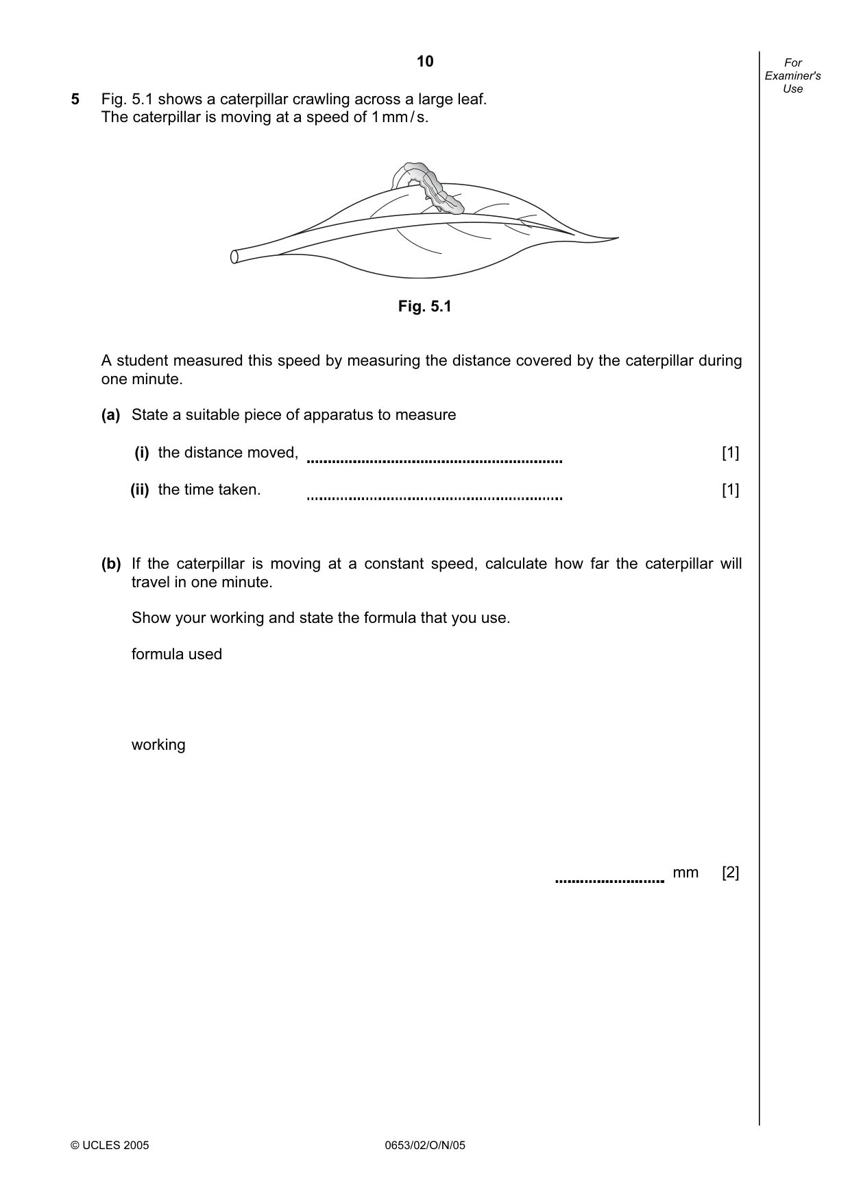 Cambridge IGCSE Science - Combined 0653 2005 Oct/Nov Paper 2 · Variant 1 question paper, page 10 of 20