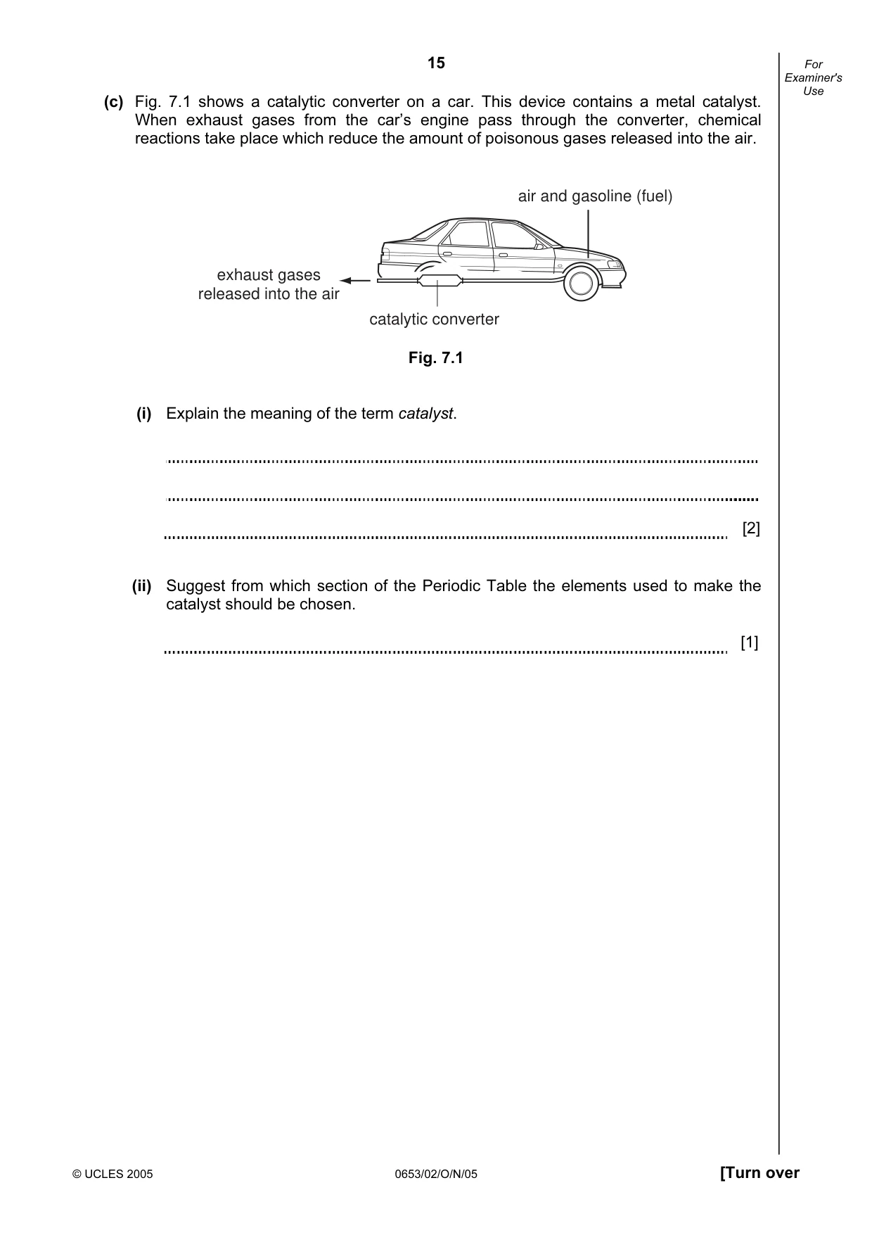 Cambridge IGCSE Science - Combined 0653 2005 Oct/Nov Paper 2 · Variant 1 question paper, page 15 of 20