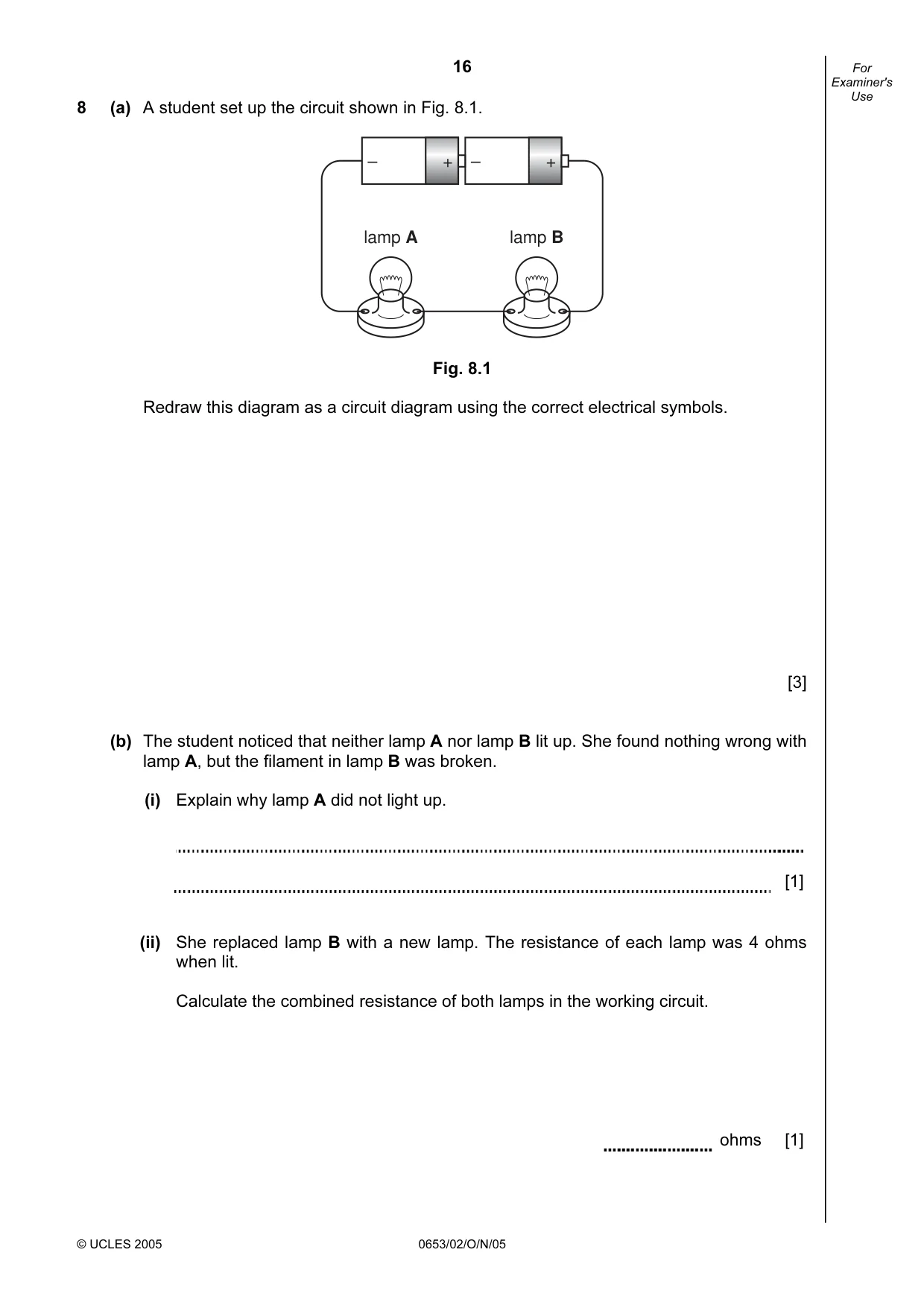 Cambridge IGCSE Science - Combined 0653 2005 Oct/Nov Paper 2 · Variant 1 question paper, page 16 of 20