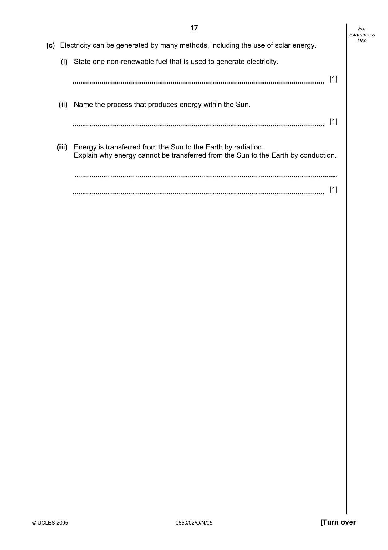 Cambridge IGCSE Science - Combined 0653 2005 Oct/Nov Paper 2 · Variant 1 question paper, page 17 of 20