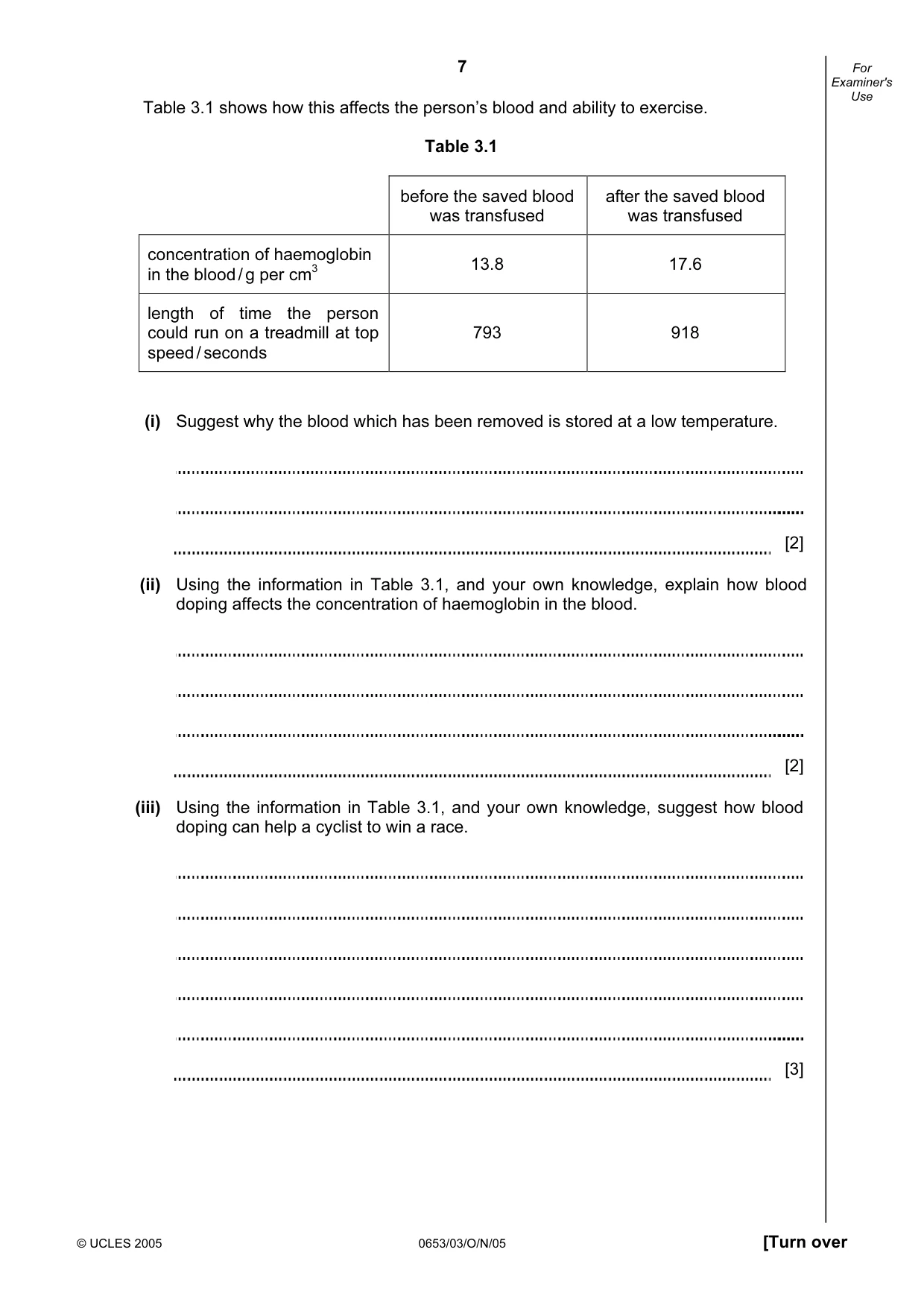 Cambridge IGCSE Science - Combined 0653 2005 Oct/Nov Paper 3 · Variant 1 question paper, page 7 of 20