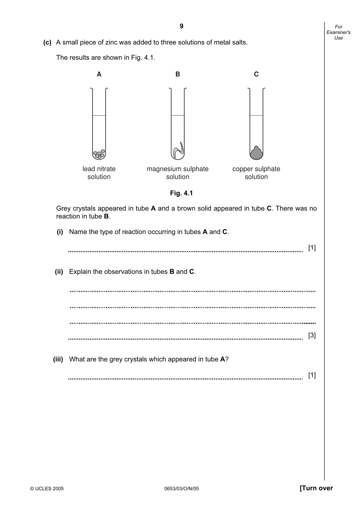 Cambridge IGCSE Science - Combined 0653 2005 Oct/Nov Paper 3 · Variant 1 question paper, page 9 of 20