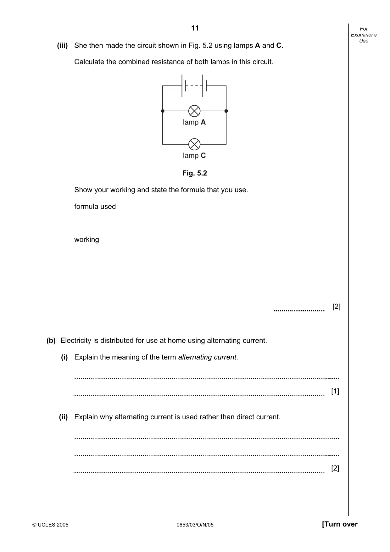Cambridge IGCSE Science - Combined 0653 2005 Oct/Nov Paper 3 · Variant 1 question paper, page 11 of 20