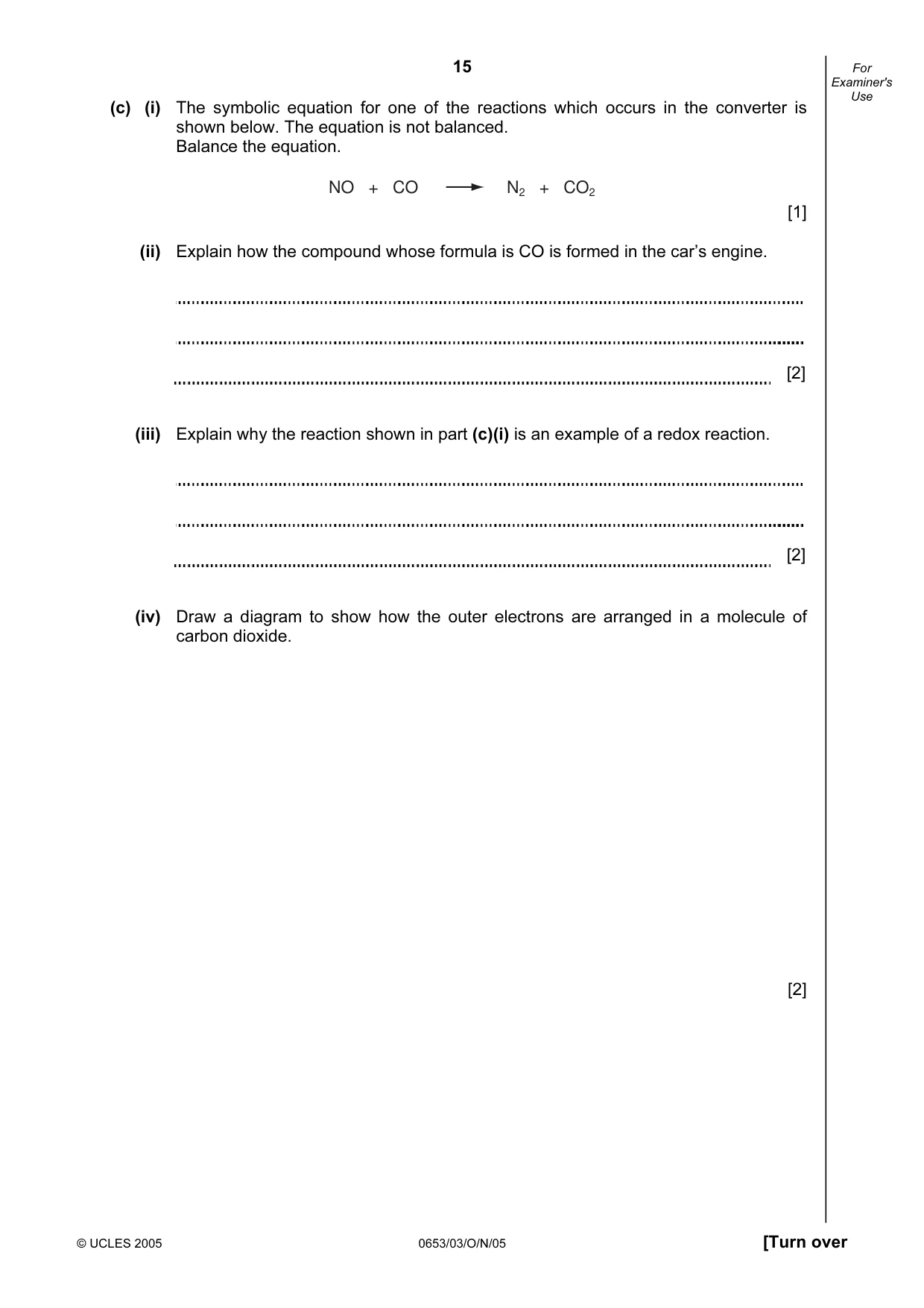 Cambridge IGCSE Science - Combined 0653 2005 Oct/Nov Paper 3 · Variant 1 question paper, page 15 of 20
